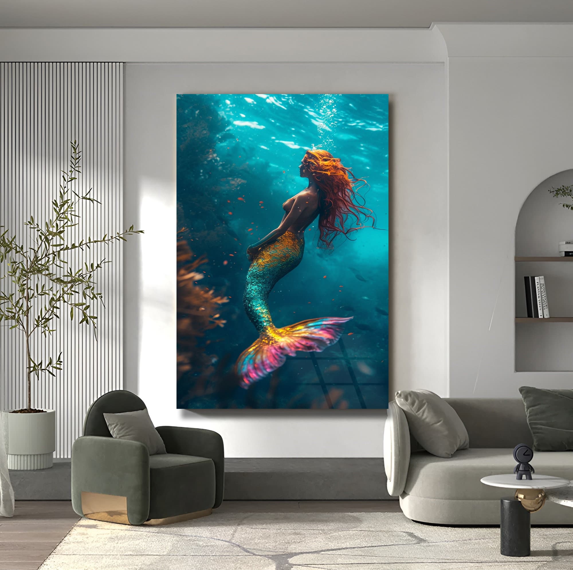Clear aquarium Wall Art, beautiful mermaid Art, Wall Art Glass - image 5