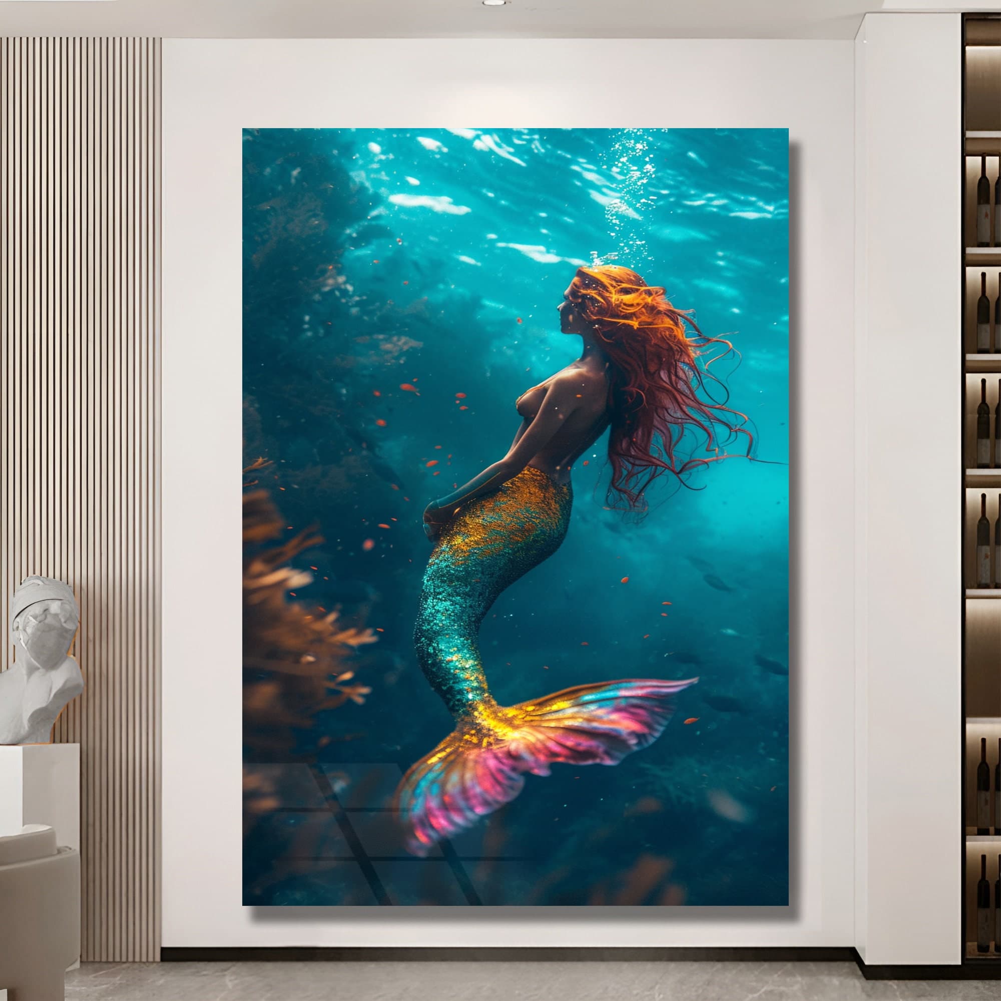 Clear aquarium Wall Art, beautiful mermaid Art, Wall Art Glass