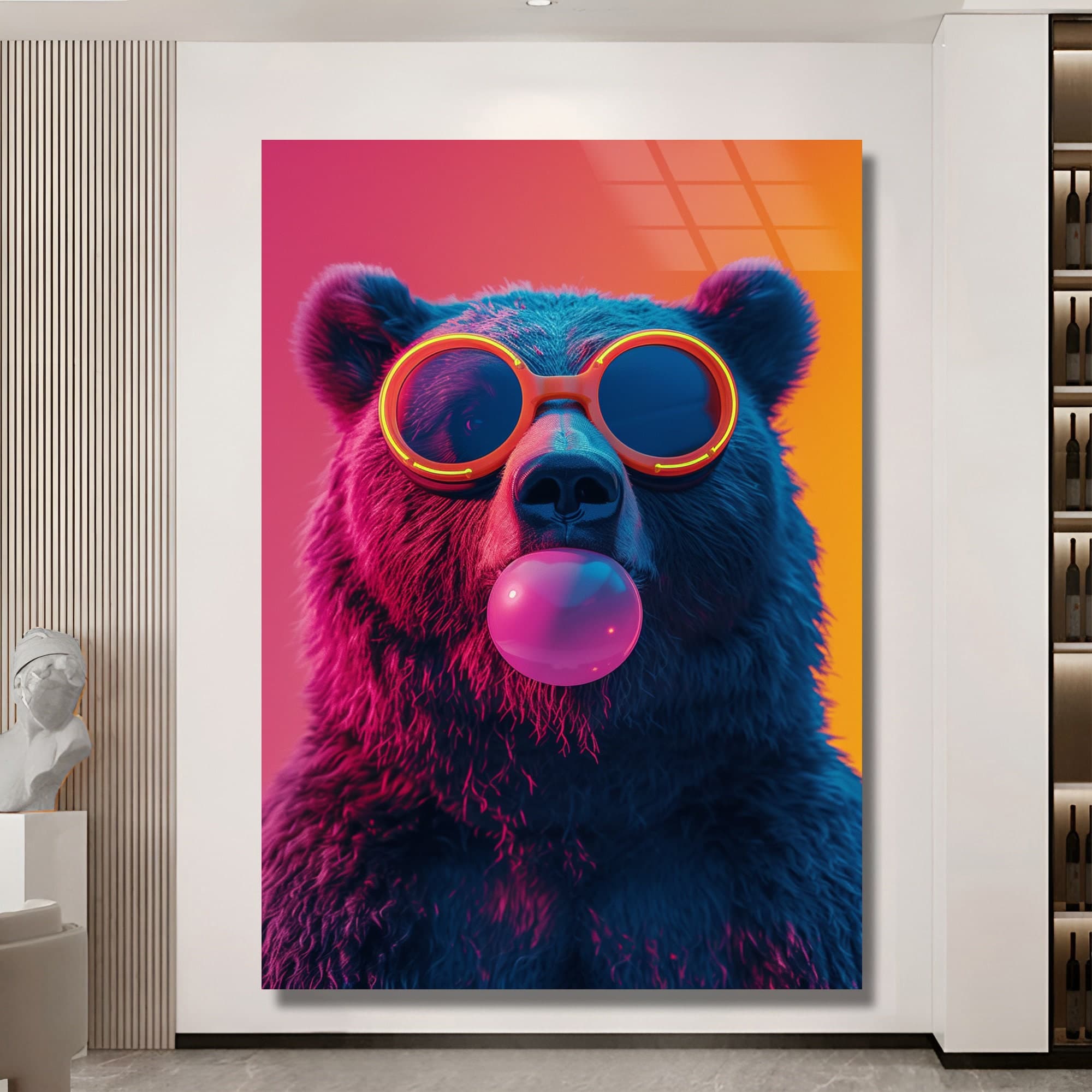 Bear Wall Art, Bear Design Bear Glass Wall Art Farmhouse Gift Livingroom Decor Office Design Wall Hangings Large Artwork Aesthetic Decor - image 5