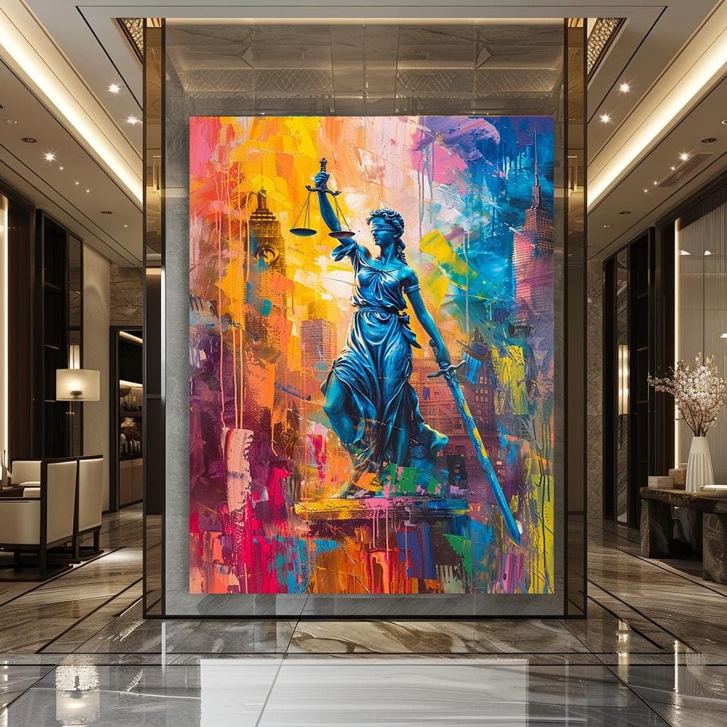 Lady Justice Art Framed Wall Art Goddess of Justice Office Wall Hanging Inspirational Gift Maximalist Art Gift for Lawyer Large Artwork - image 5