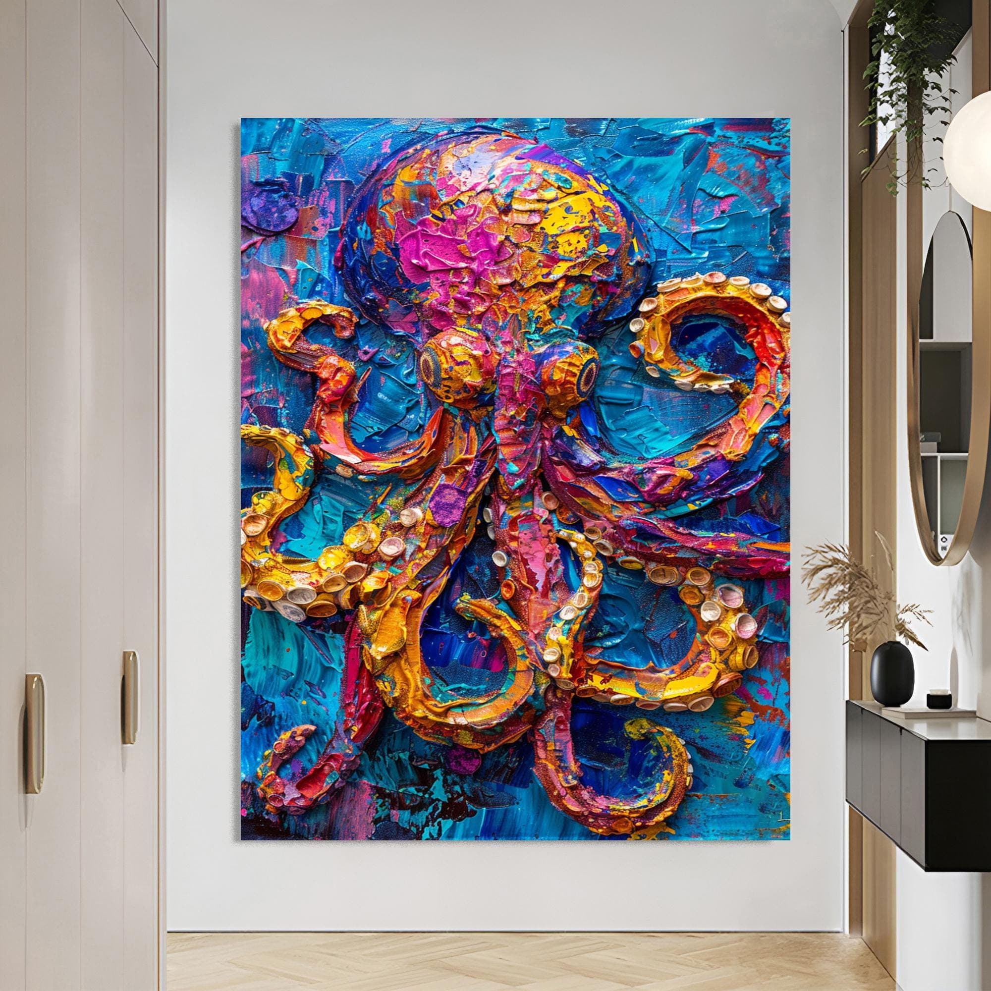 Octopus Decor Canvas Wall Art Ocean Oil Painting Abstract Art Canvas Unique Birthday Gift Wall Hanging Interior Design Christmas Gift - image 3