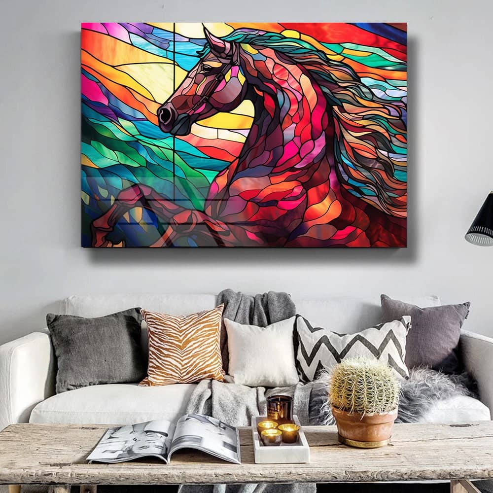 Stained Glass Art, Horse Wall Art, Animal Stained Wall Art, Stained Window Decor, Home Decor, Luxury Wall Art, Large Wall Art, Wall Hanging - image 3