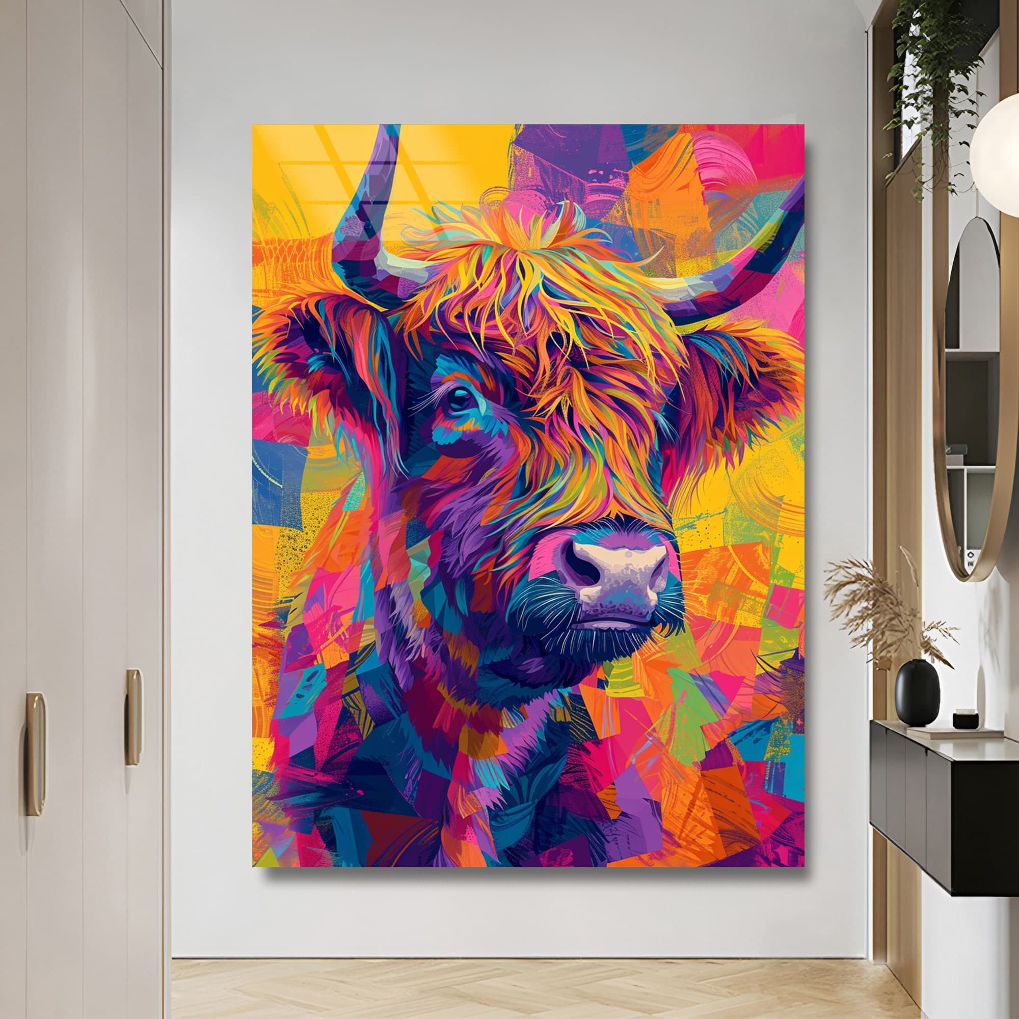 Cow portrait Colorful Cow decor Glass Print Tempered Glass Art Housewarming Gifts Luxury Wall Art Animal wall Art Home decor Fashion Gifts - image 3