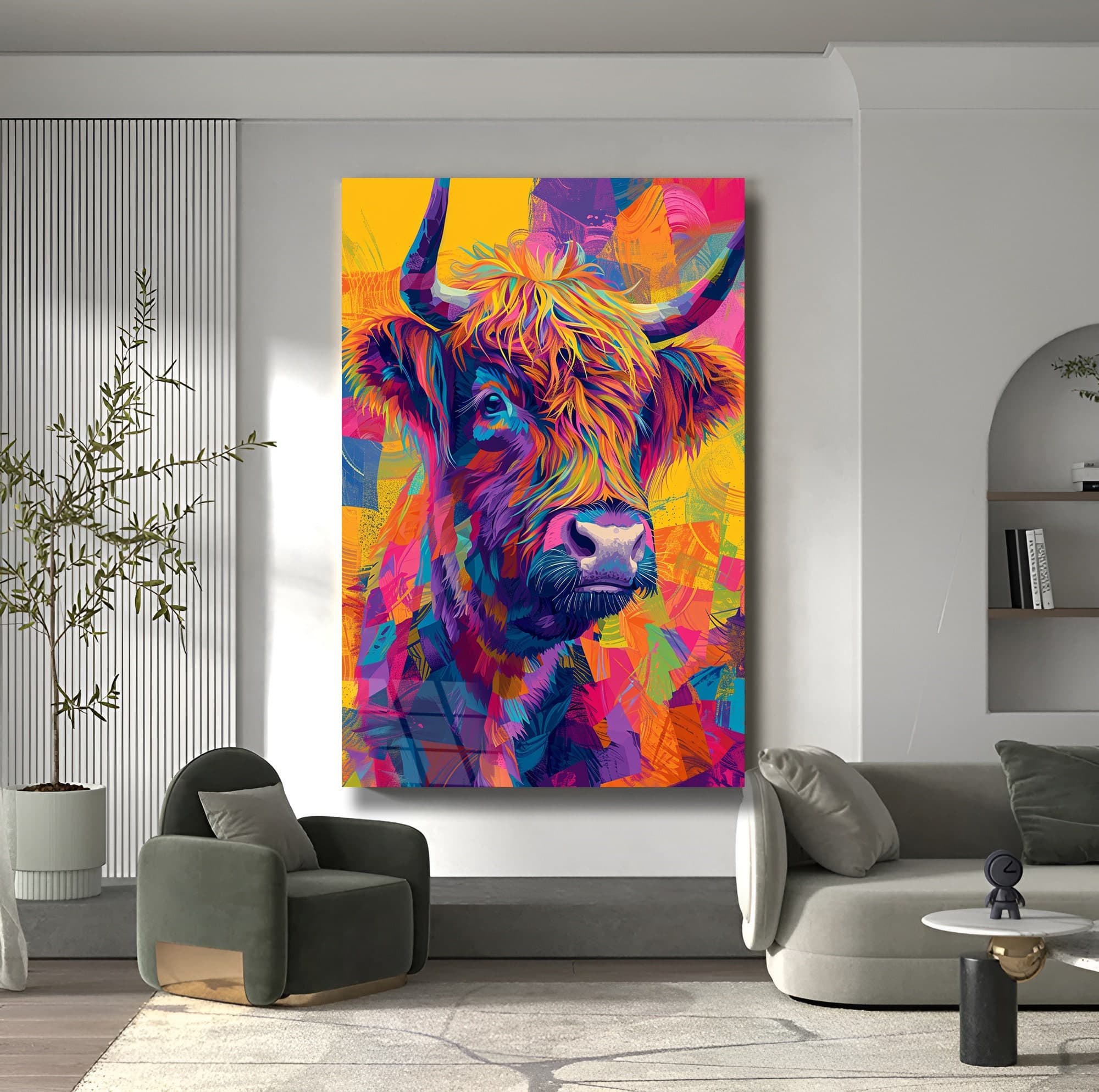 Cow portrait Colorful Cow decor Glass Print Tempered Glass Art Housewarming Gifts Luxury Wall Art Animal wall Art Home decor Fashion Gifts - image 5