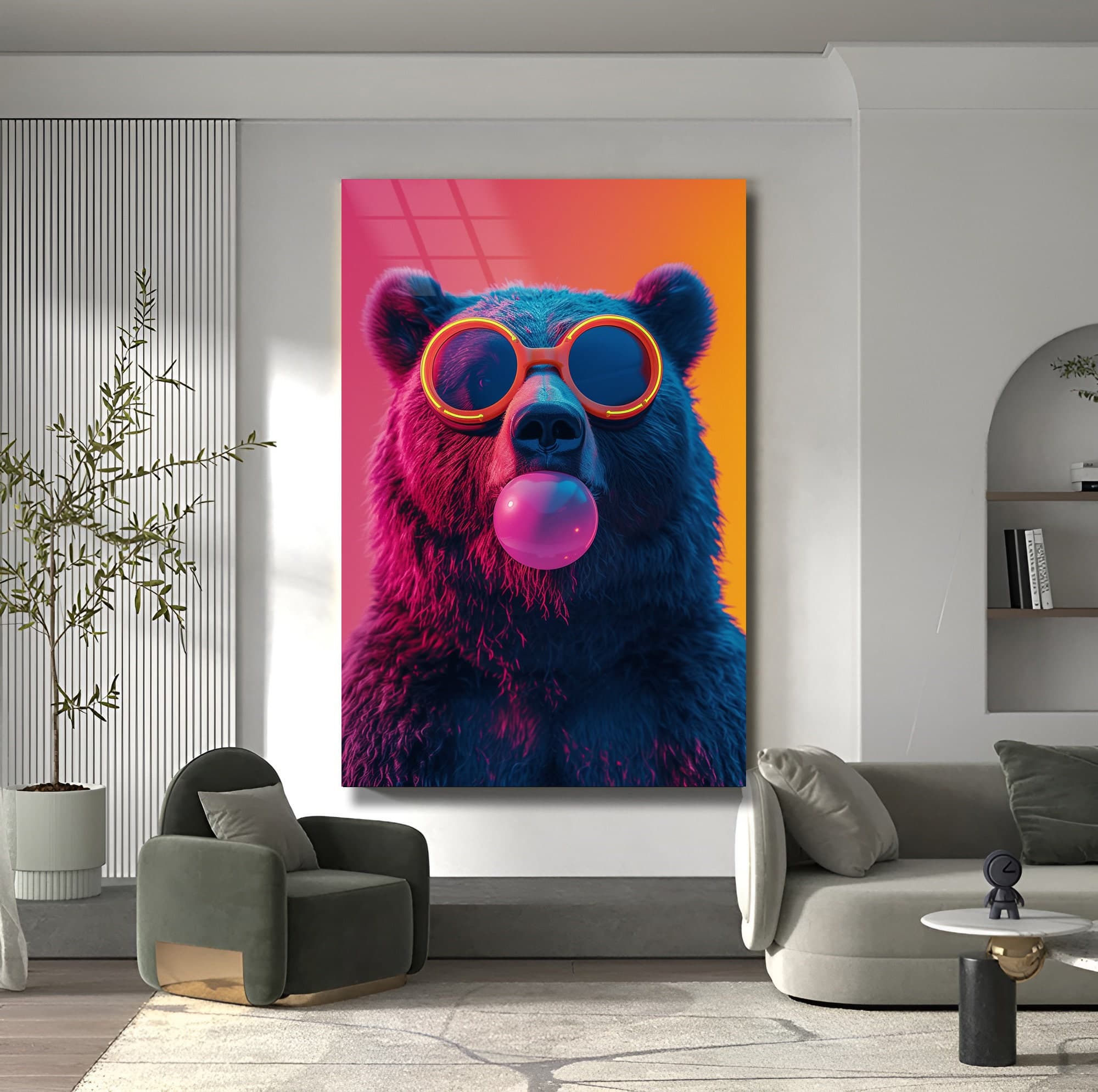 Bear Wall Art, Bear Design Bear Glass Wall Art Farmhouse Gift Livingroom Decor Office Design Wall Hangings Large Artwork Aesthetic Decor - image 3
