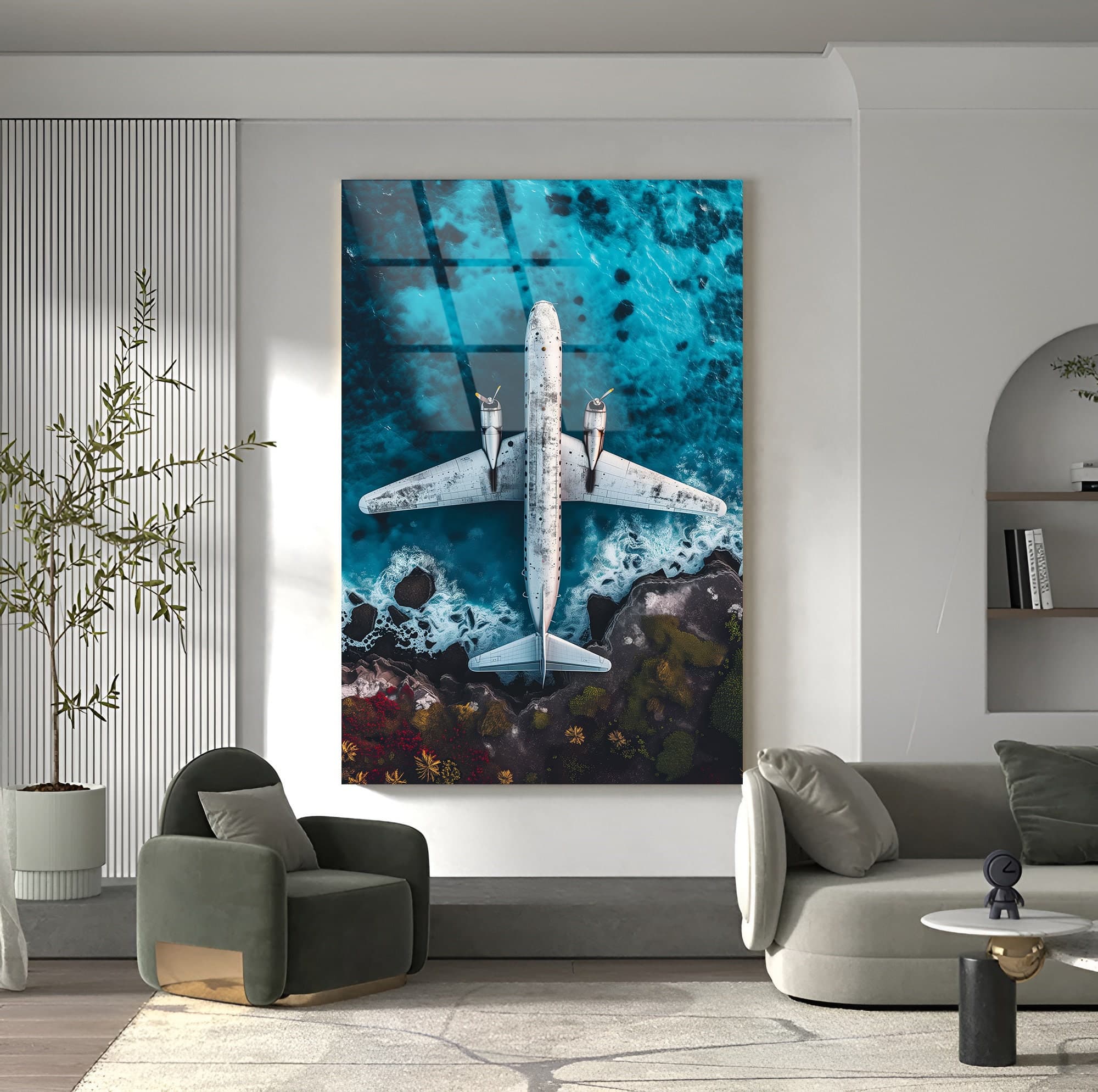 Tempered glass Wall Art Airplane Wall Art Landscape Decor Beach Wall Decor Modern Glass Art Large wall decor Wall Hangings glass wall art - image 5