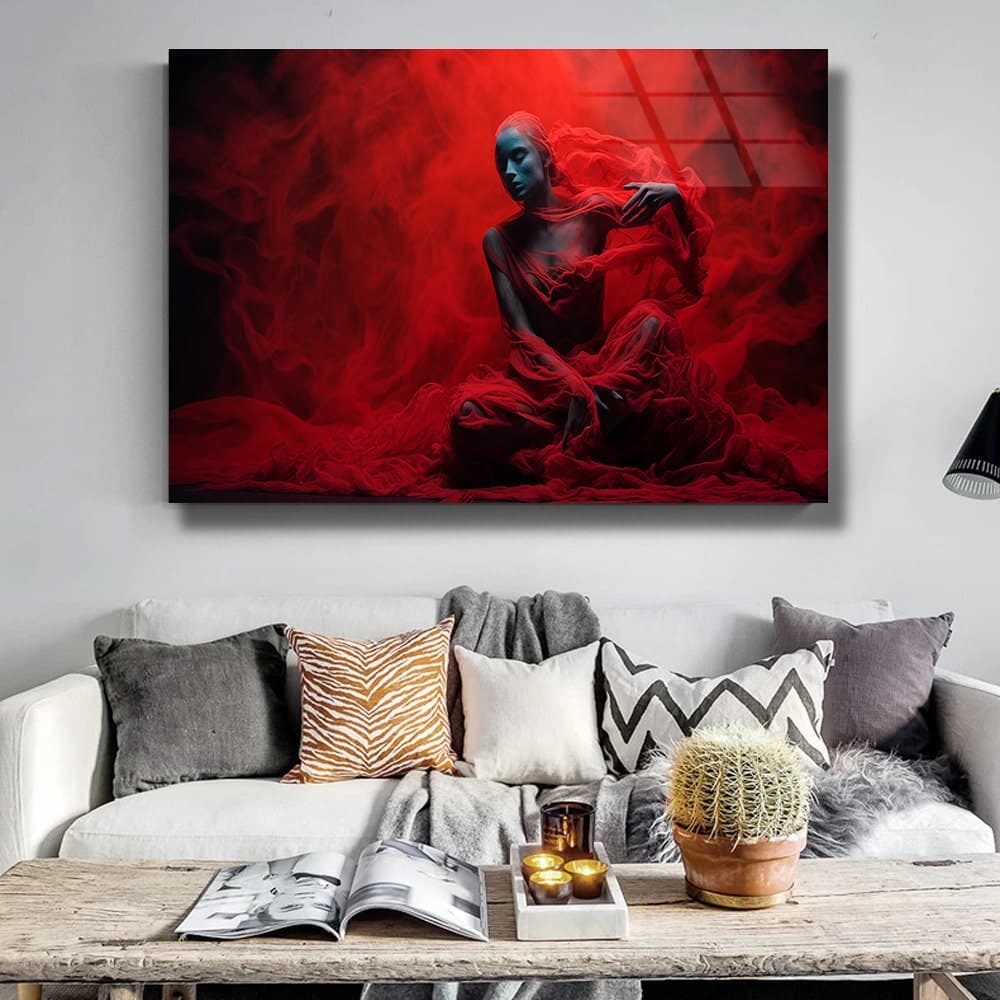 Abstract Glass Art, Red Woman Wall Art, Red Glass Art, Tempered Glass Art, Large Wall Art, Fashion Wall art, Livingroom Wall Decor Art Decor - image 5