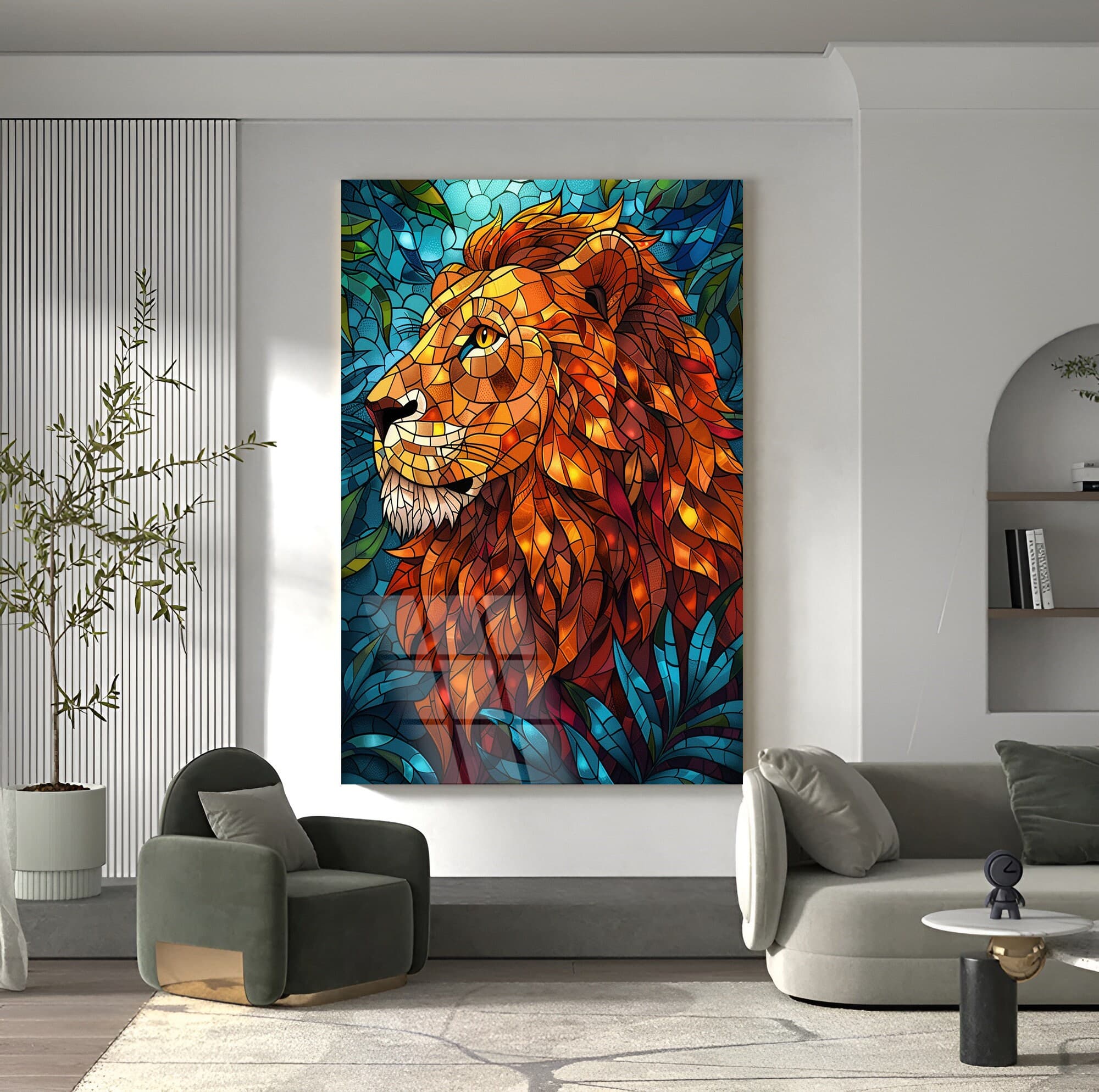 Tempered Glass wall Art lion decor Stained window decor wall art gifts luxury wall art glass print office design modern unique fashion art - image 4