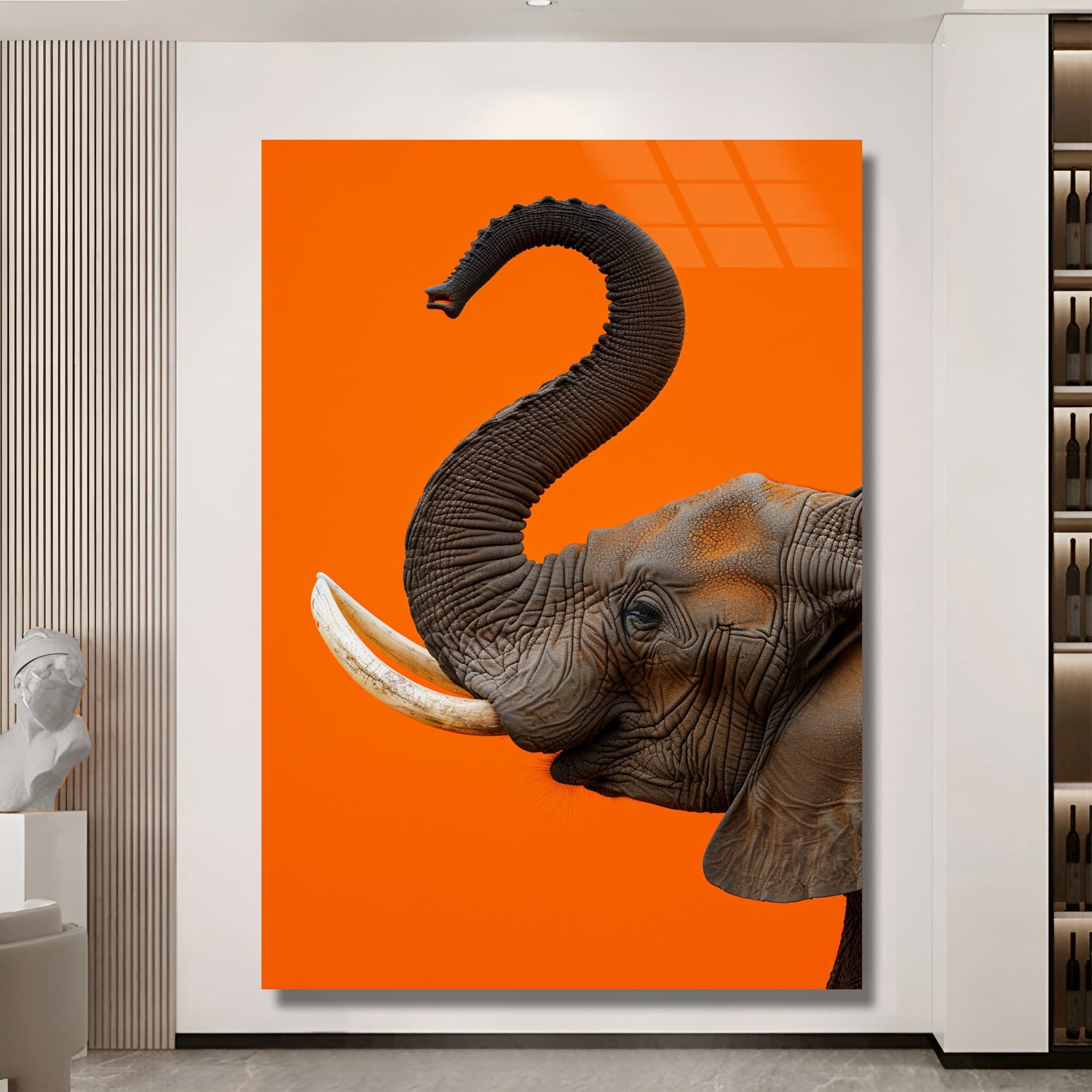 Framed Elephant Art Tempered glass art Safari Nursery decor elephant print wall hangings large artwork Framed wall art housewarming gifts