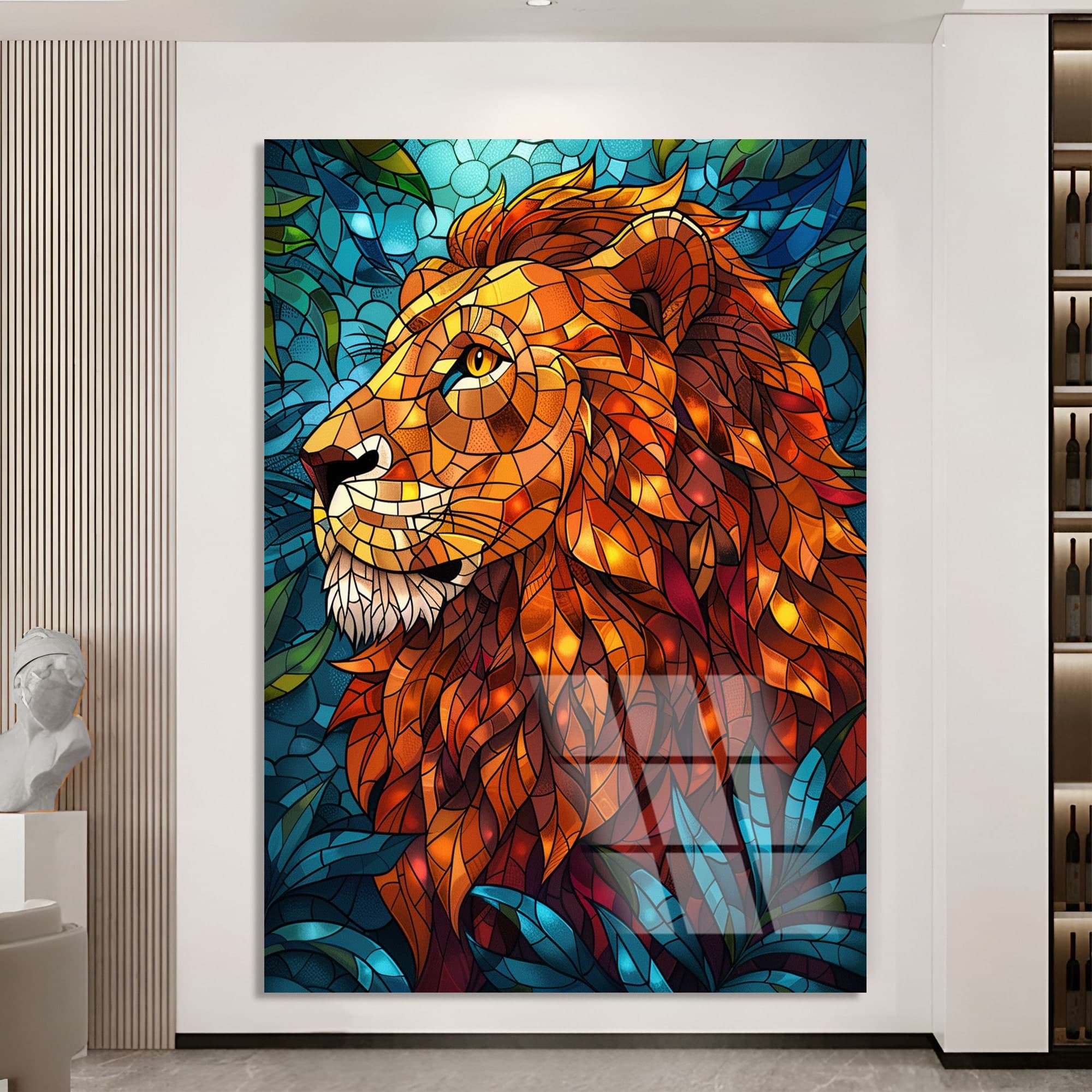 Tempered Glass wall Art lion decor Stained window decor wall art gifts luxury wall art glass print office design modern unique fashion art