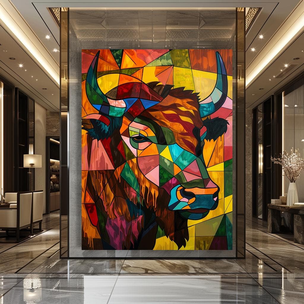 Bison Portrait Animal Nursery Abstract Animal Art Canvas Print Wall Hanging Canvas Frames Extra Large Wall Art Farmhouse Wall Decor Wall Art - image 4