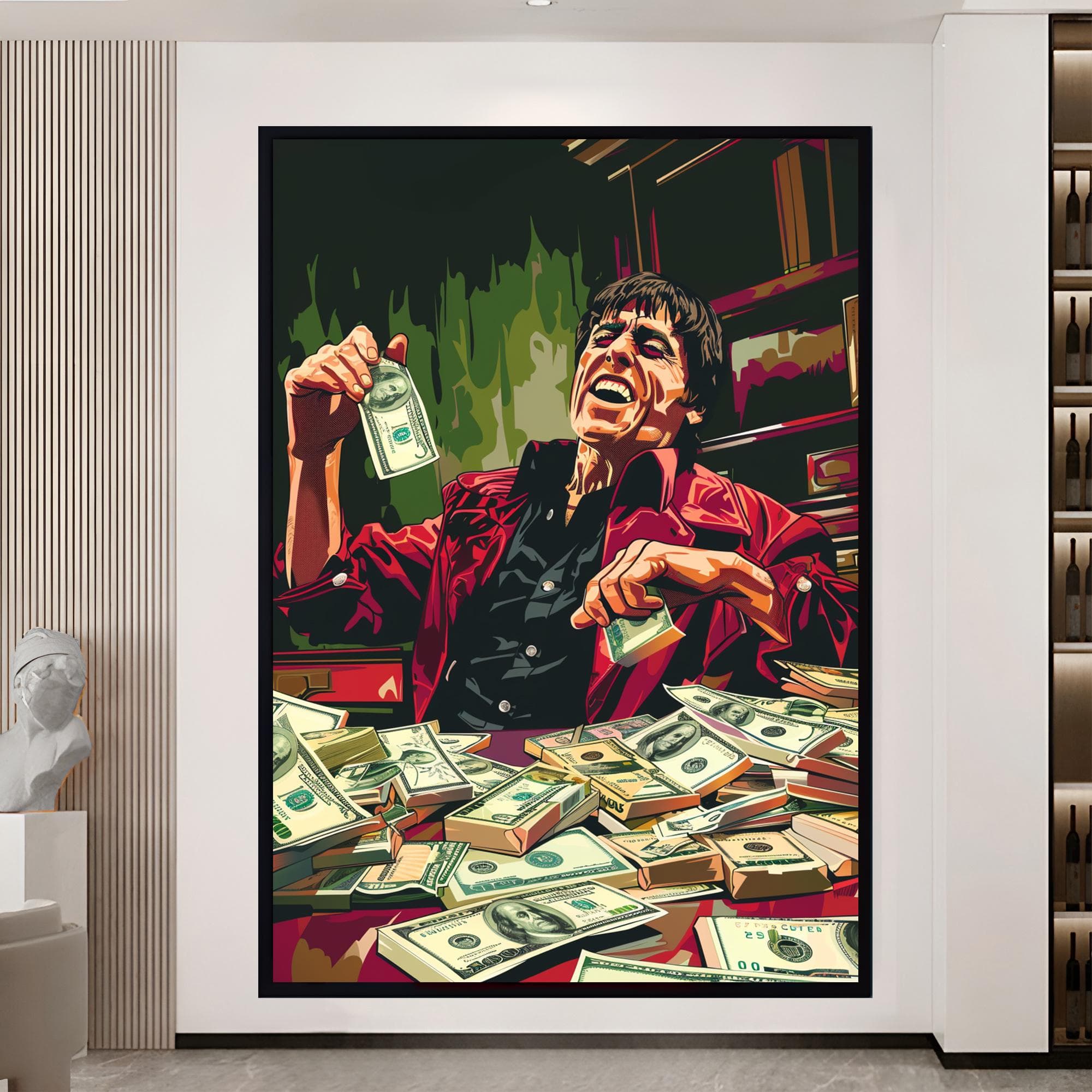 Scarface Canvas, Tony Montana Wall Art, Al Pacino Wall Art Large Wall Art, Vintage Scarface Canvas, Black Framed Canvas Dad Gift ideas - image 4