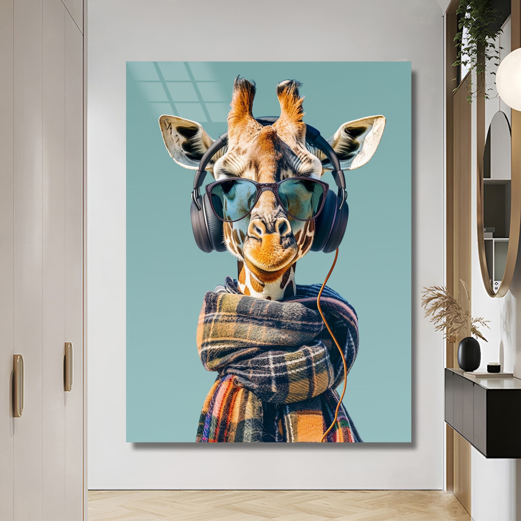 Tempered Glass Wall Art Giraffe Wall  Art Funny Animals Decor Nursery Design Home Decoration Housewarming Gift Kids Room Decor Ready To Hang