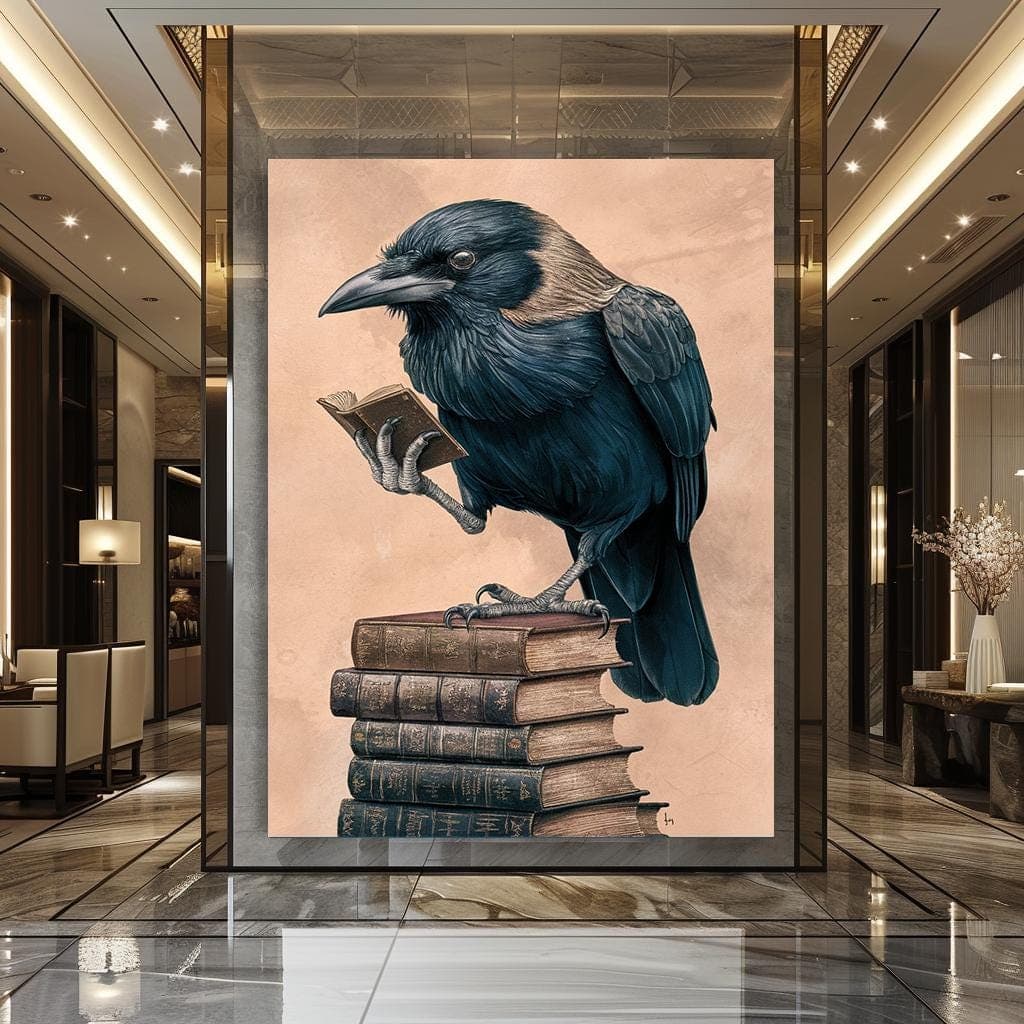 Wise Crow Painting, Educational Art, School Wall Decor, Dorm Decor, Gift for Teacher, Large Nursery Decor, Office Design, Gift for Boss - image 5
