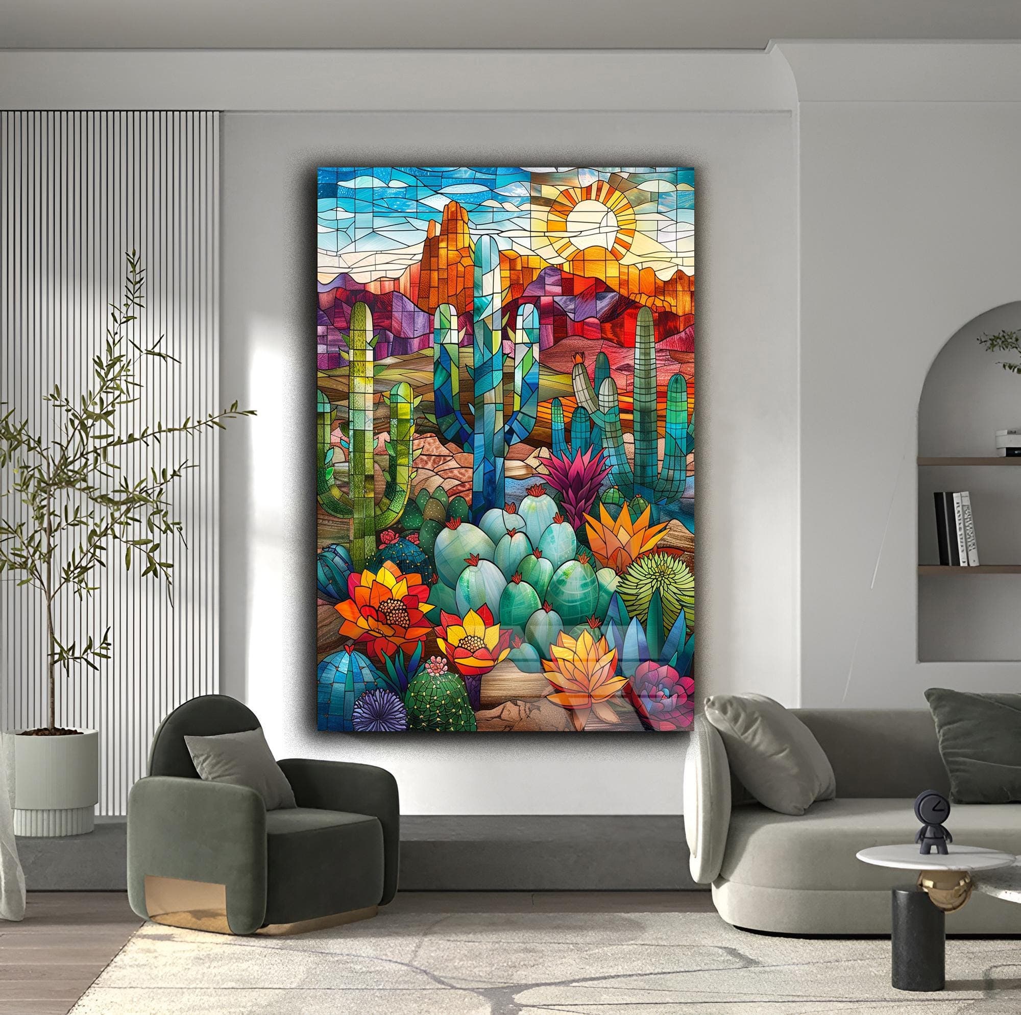 Cactus Wall Art Tempered Glass Art Stained Glass Art Natural Wall Decor Landscape Print Wedding Gift Farmhouse Decor Housewarming Gift - image 5