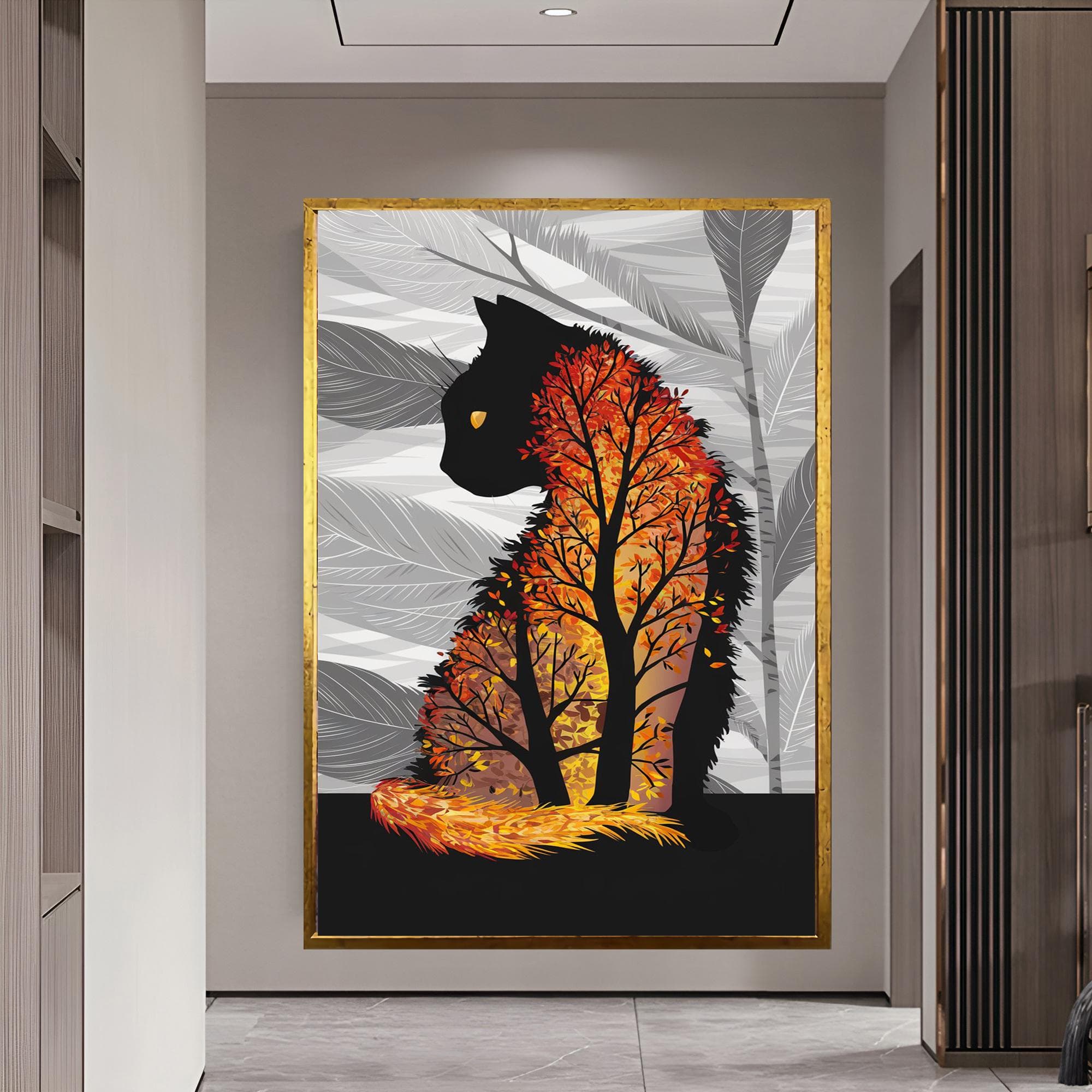 Cat Decor Framed Wall Art Nature Themed Art Pet Gift Gift for Cat Mom Nursery Wall Art Cat Lover Gift Large Cat Wall Art Birthday Gift
