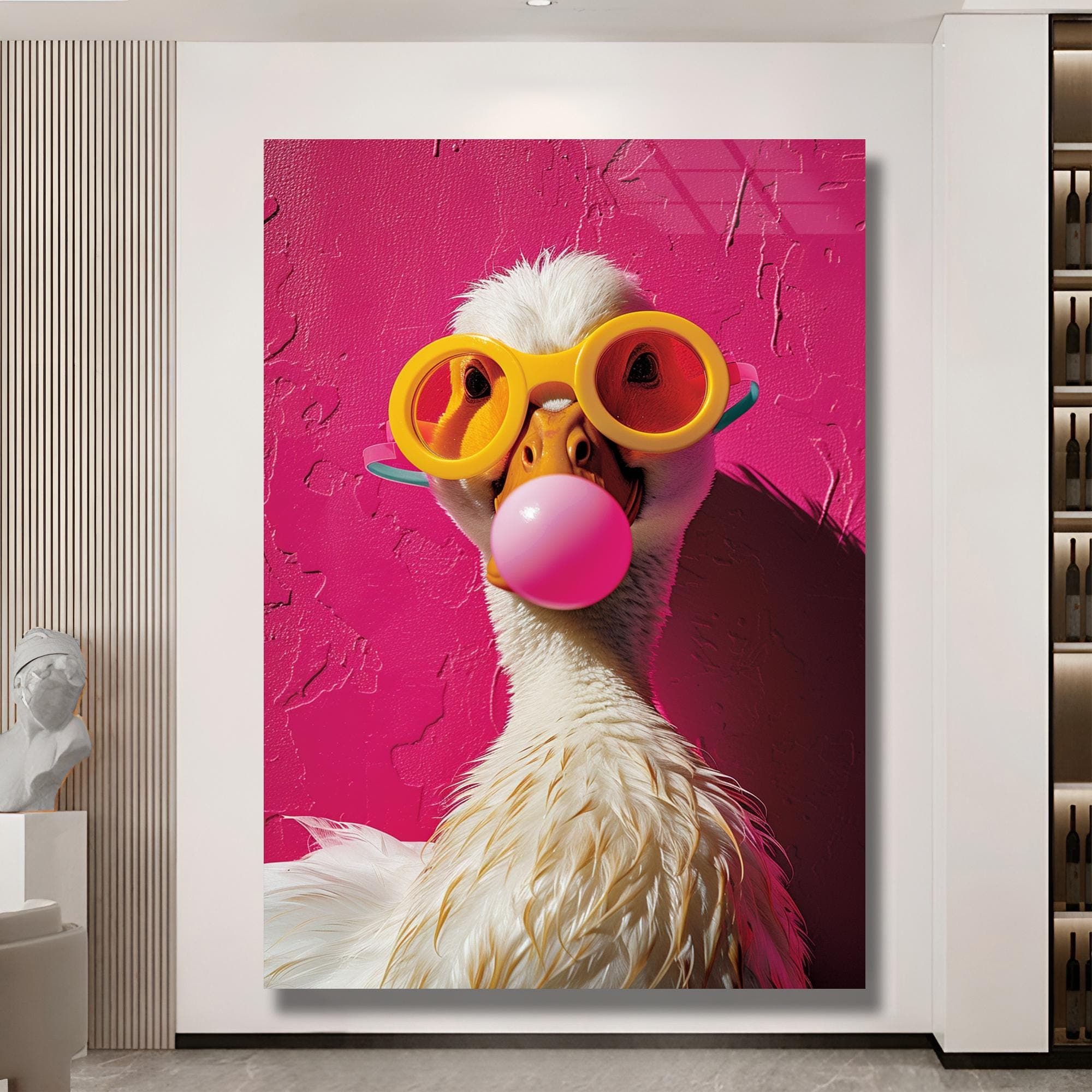 Duck Gift Duck Print Duck Wall Art Funny Animal Art Nursery Decor Gift for Kids Pet Gift Tempered Glass Art Large Artwork Framed Art - image 2