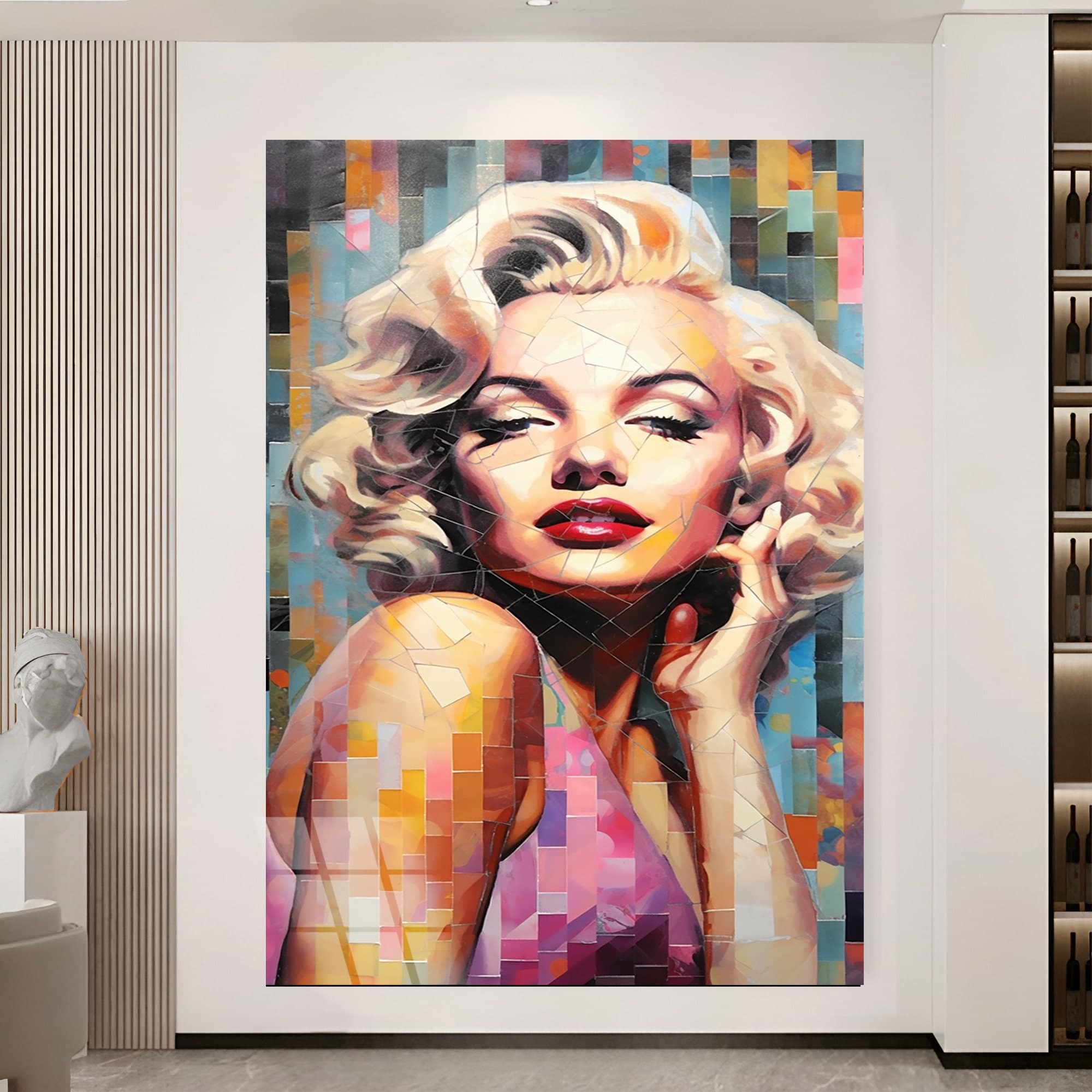 Merlin Monroe Wall Art, Merlin Monroe Glass Art, Fashion wall Art, Modern Wall Art, Women's Artwork, Gift For Her, Office Wall Art Large art - image 4