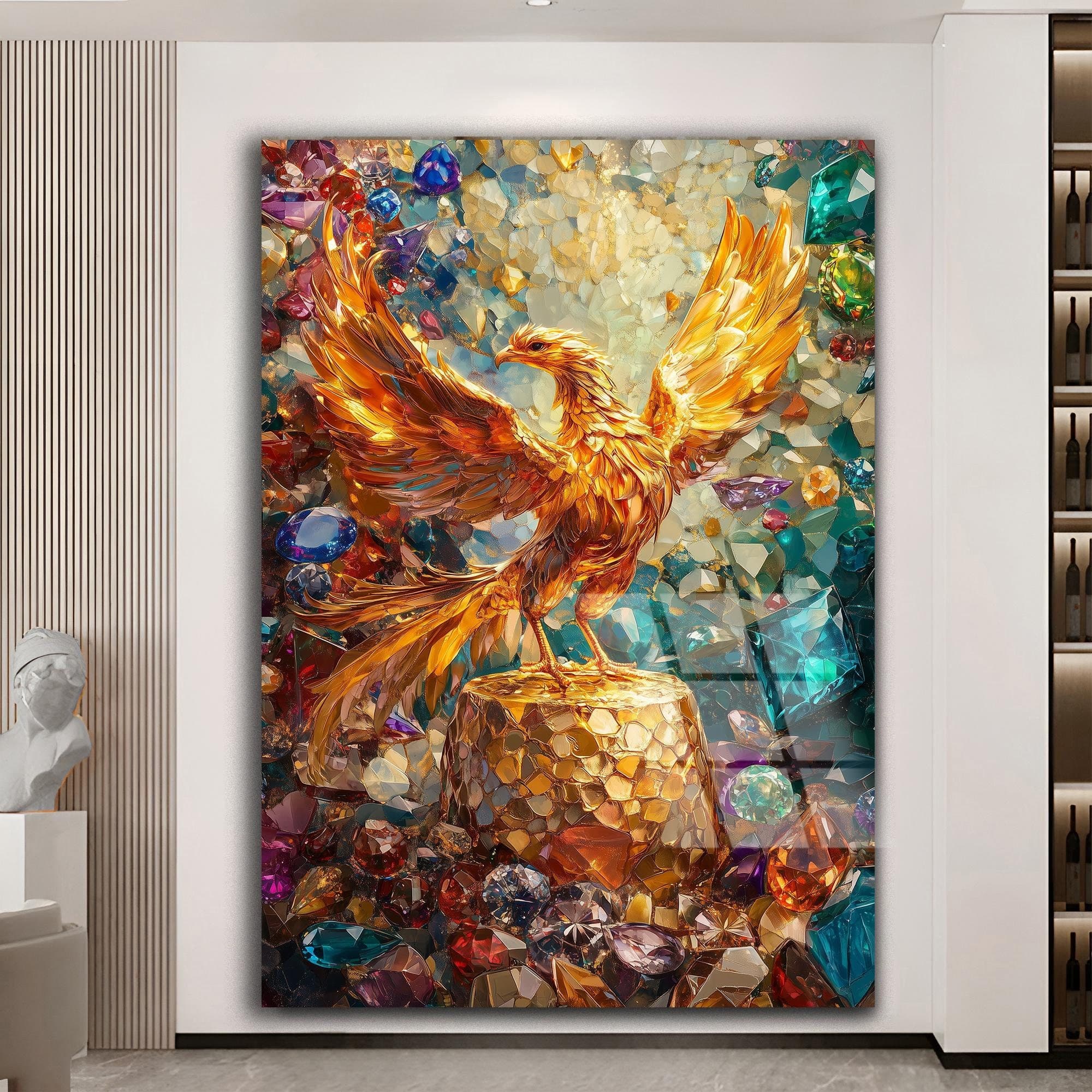 Phoenix Rising Wall Art Mythological Art Phoenix Wall Art Tempered Glass Art Wall Hanging interior Design Luxury Wall Art Housewarming Gift