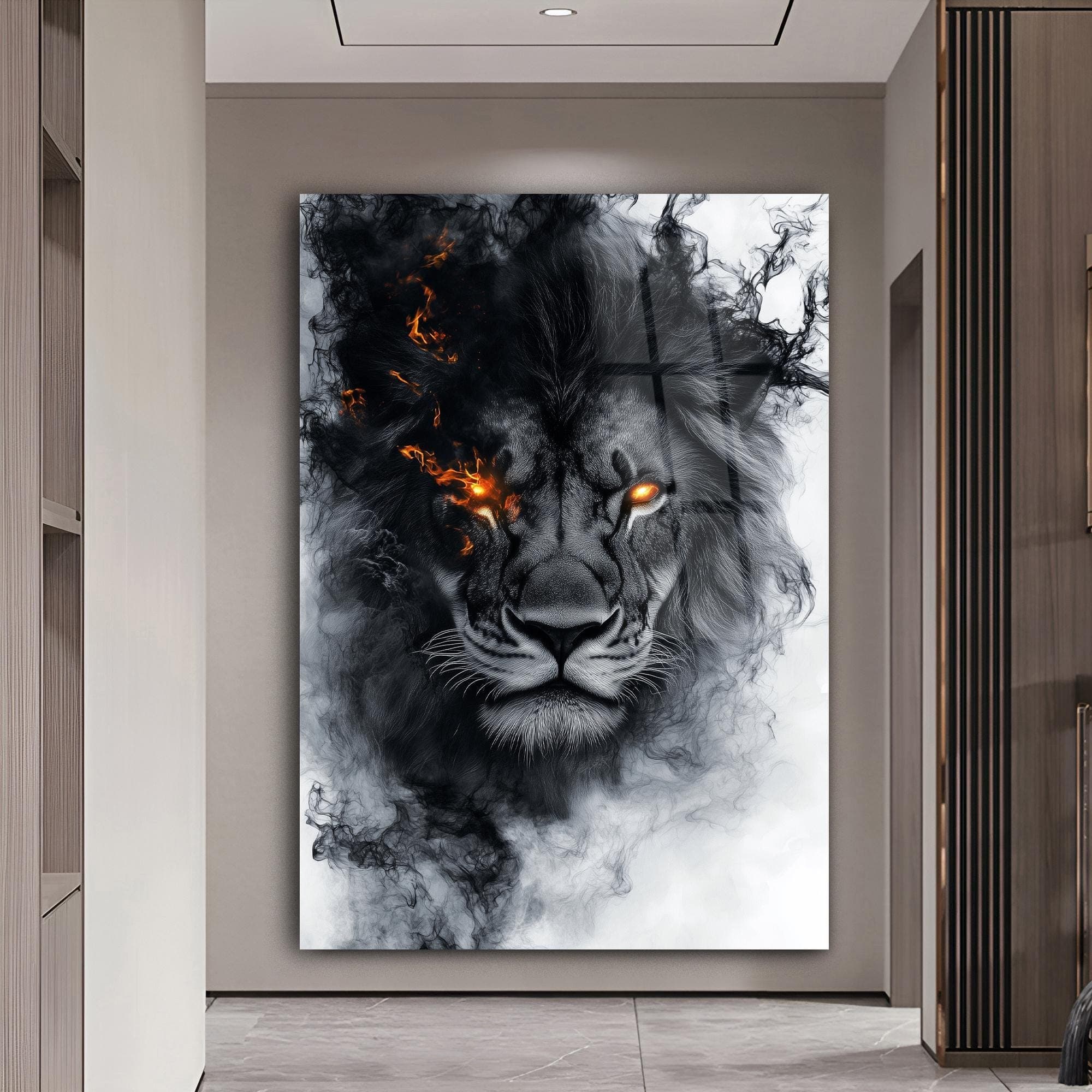 Lion Glass Wall Art, Majestic Lion Print, Large Wall Art, Tempered Glass Decor, Modern Home Decor, Man Cave Decor Living Room Wall Art - image 3