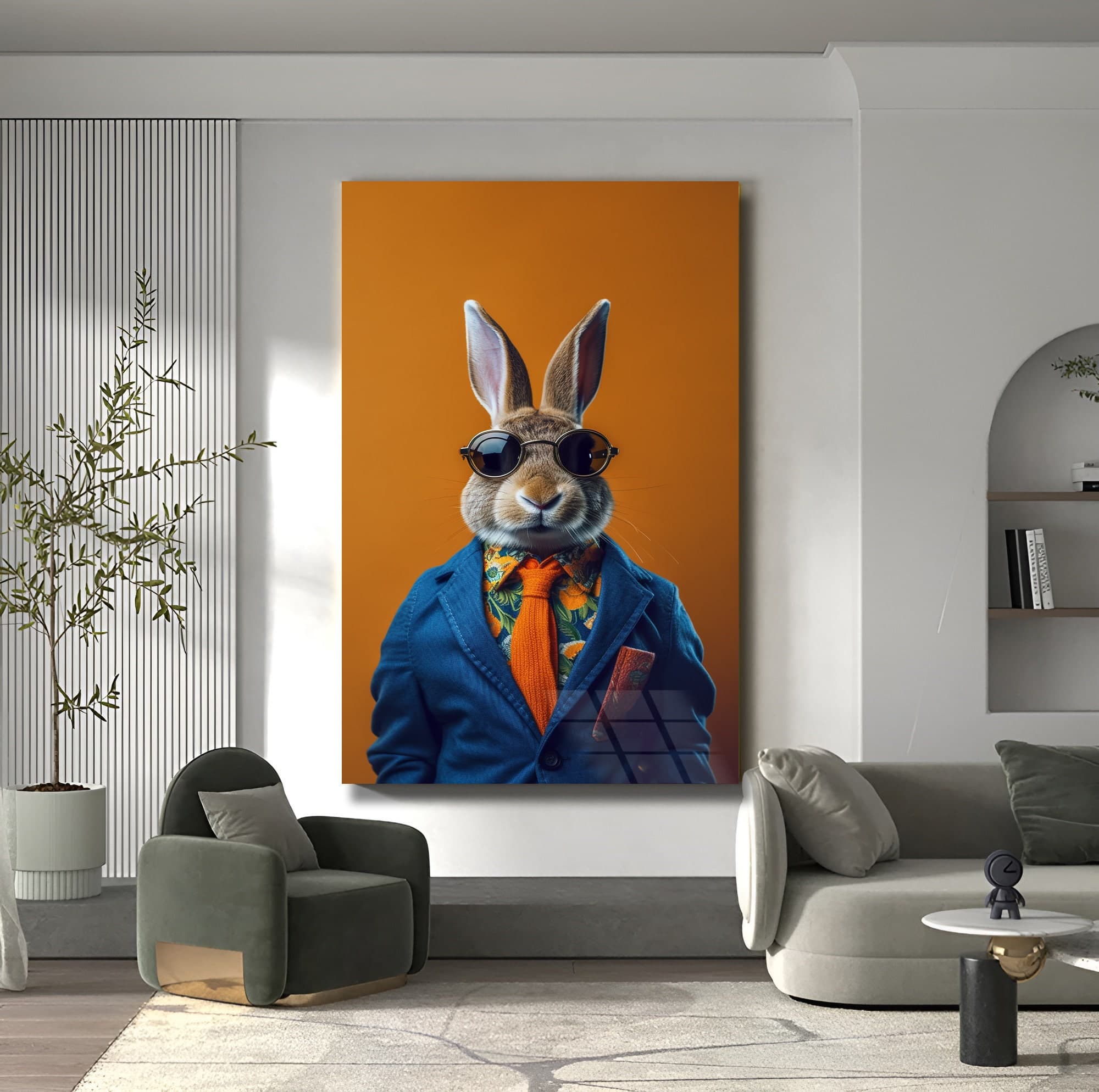 Handsome Rabbit Art, Rabbit Glass Art, Animal Glass Art, Garden Glass Art, Nursery Wall Art, Cute Wall Art, Wall Art Gifts, Christmas Gift - image 5