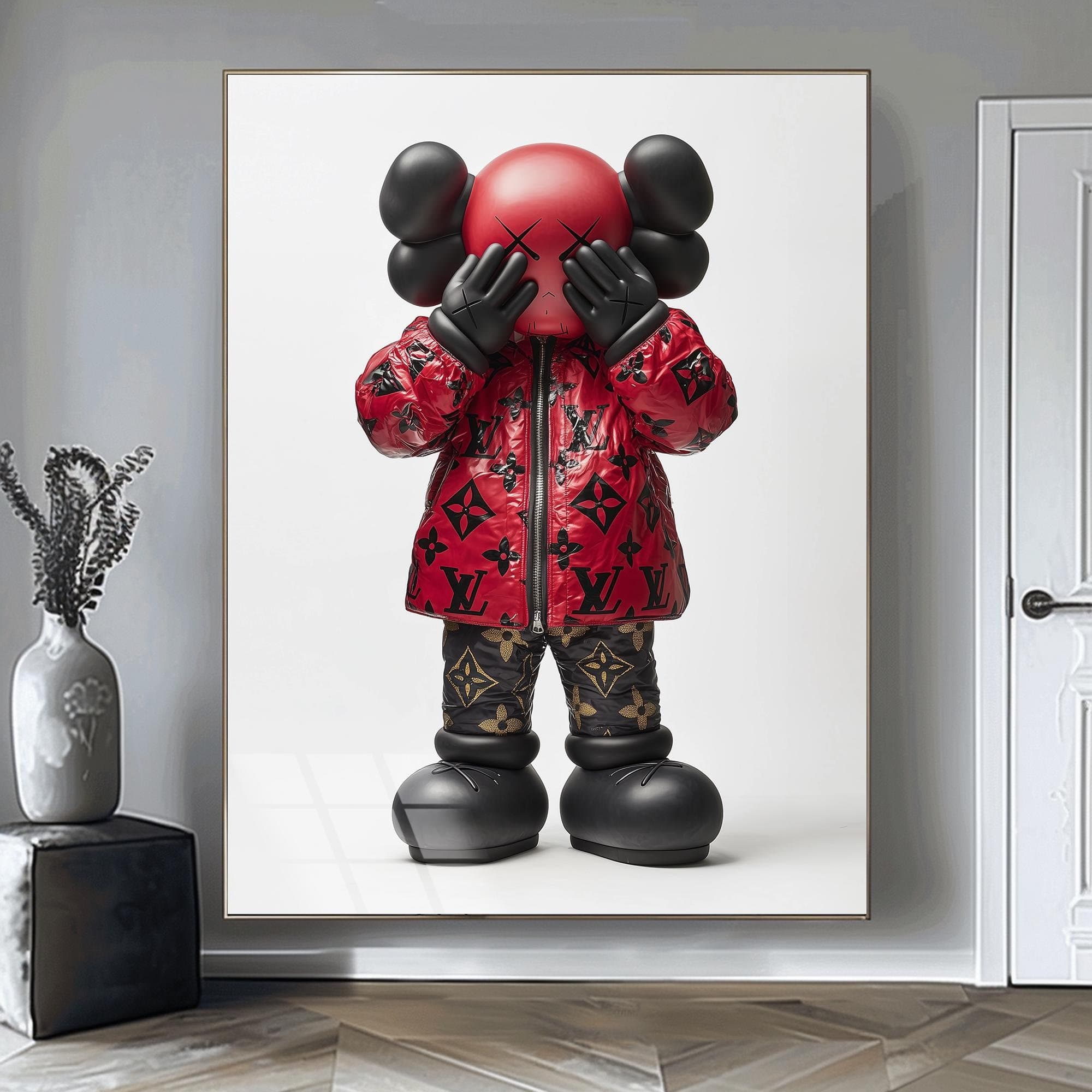 Kaws Figure Kaws Wall Art Tempered Glass Art Gift for Friend Kaws Print Birthday Gift Modern Unique Luxury Wall Art Oversized Wall Decor