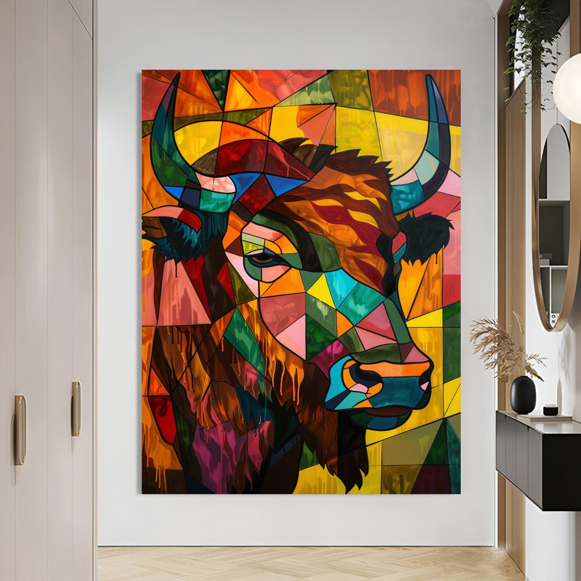 Bison Portrait Animal Nursery Abstract Animal Art Canvas Print Wall Hanging Canvas Frames Extra Large Wall Art Farmhouse Wall Decor Wall Art - image 5