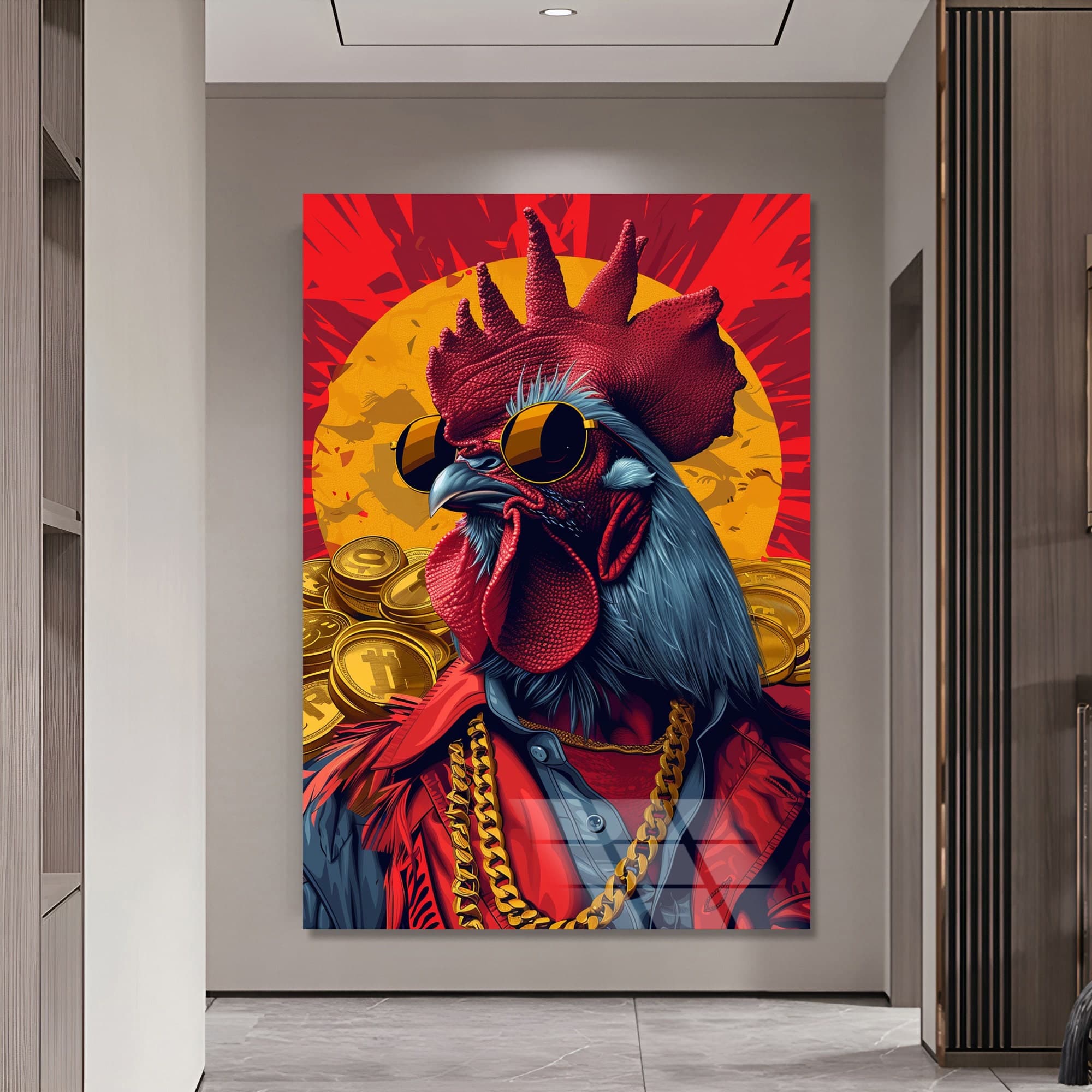Cool Rooster Decor tempered glass wall art Glass print Wall Hangings Luxury Wall Art large artwork animals wall art farmhouse decor art gift - image 3