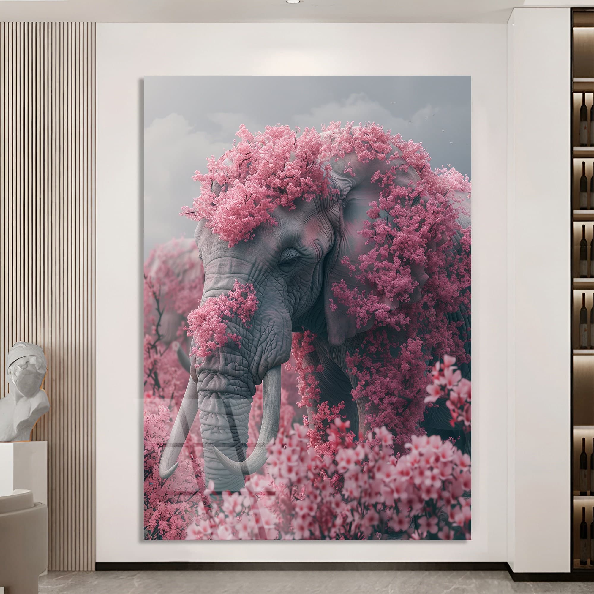 Tempered Glass Wall Art Elephant Gift Floral Decor Animal Wall Art Elephant Decor Glass Print Framed Glass Art Luxury Wall Art Wall hangings - image 3