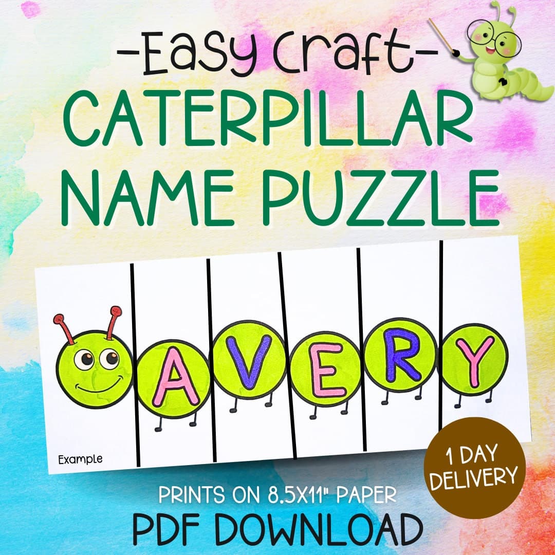 Caterpillar Custom Kid Name Puzzle Spring Activity Name Spelling Preschool Worksheet Name Recognition Spring Bulletin Board Classroom Door
