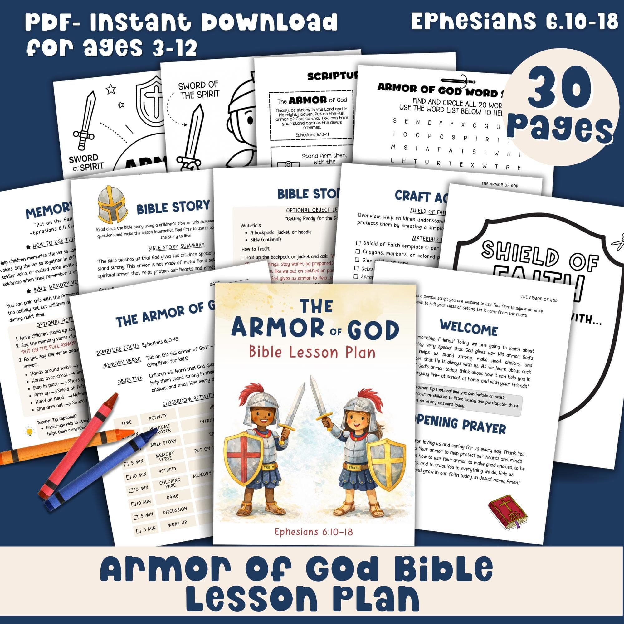 Armor of God Bible Lesson Plan for Kids with Activities for Sunday School