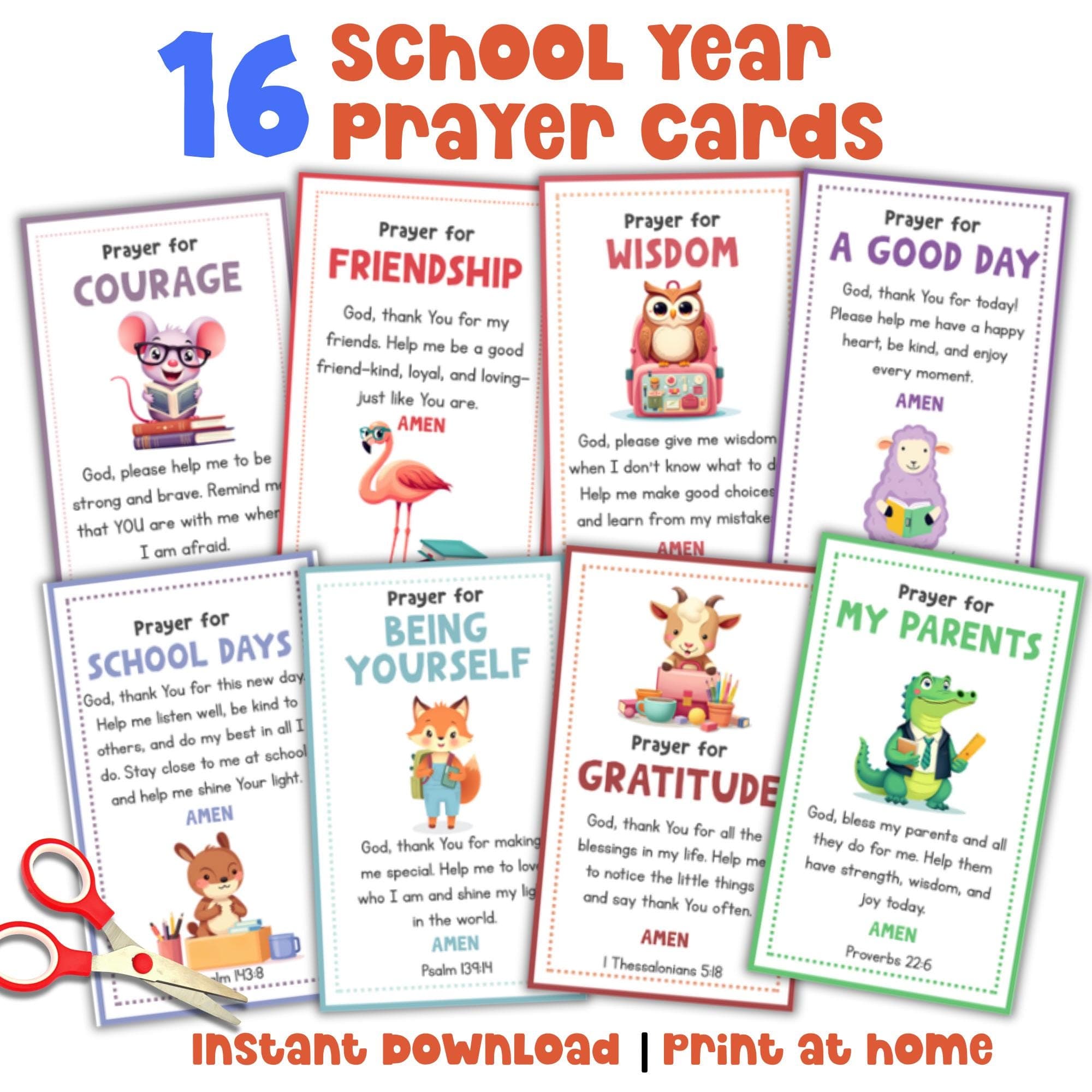 Pocket Prayer Card Lunchbox Notes for Kid Bible Verse Card Daily Prayer Kid Devotional Morning Routine Bible Lesson for Kid Prayer Printable