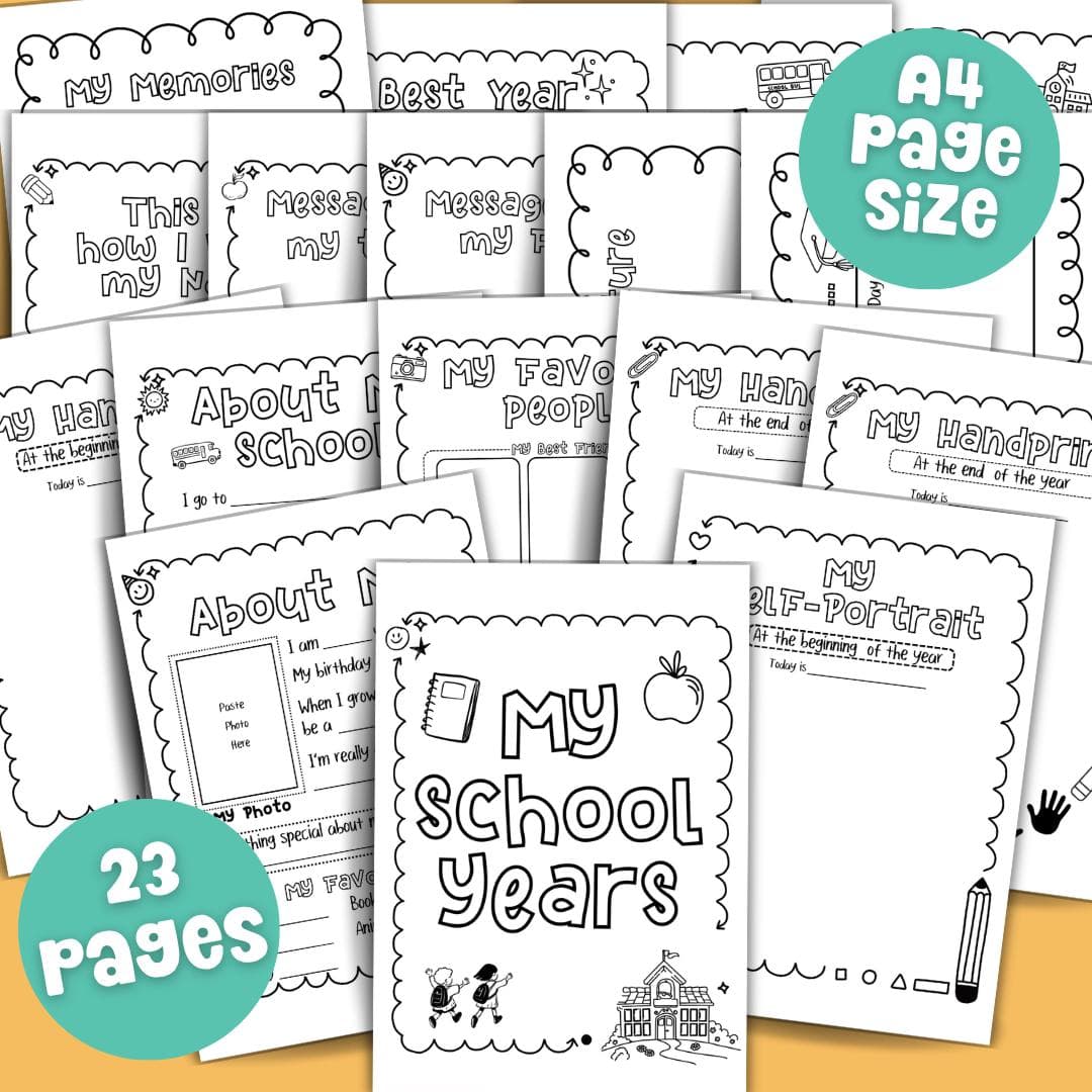 School Memory Book School Year About Me Book A4 Printable Keepsake End of Year Memory Kid Activity Book Watch Me Grow Gift for Kids