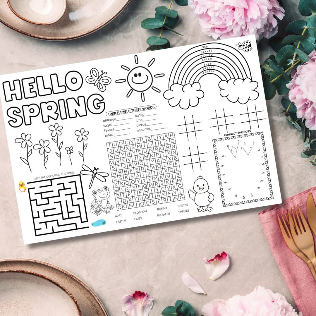 Printable Coloring Placemat for Kid