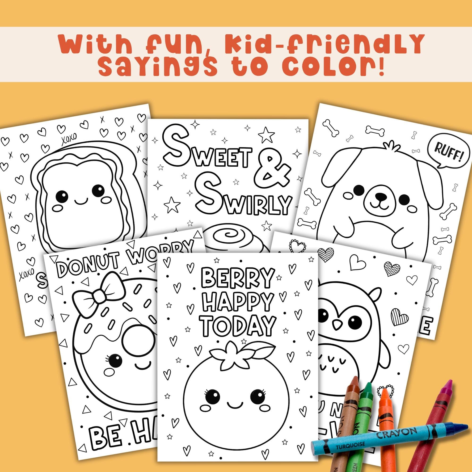 Kawaii Coloring Pages for Kids | Cute Squishy Food Animal Printable | Simple Bold Easy | Screen Free Quiet Kid Activity Pack | Fun Coloring - image 2