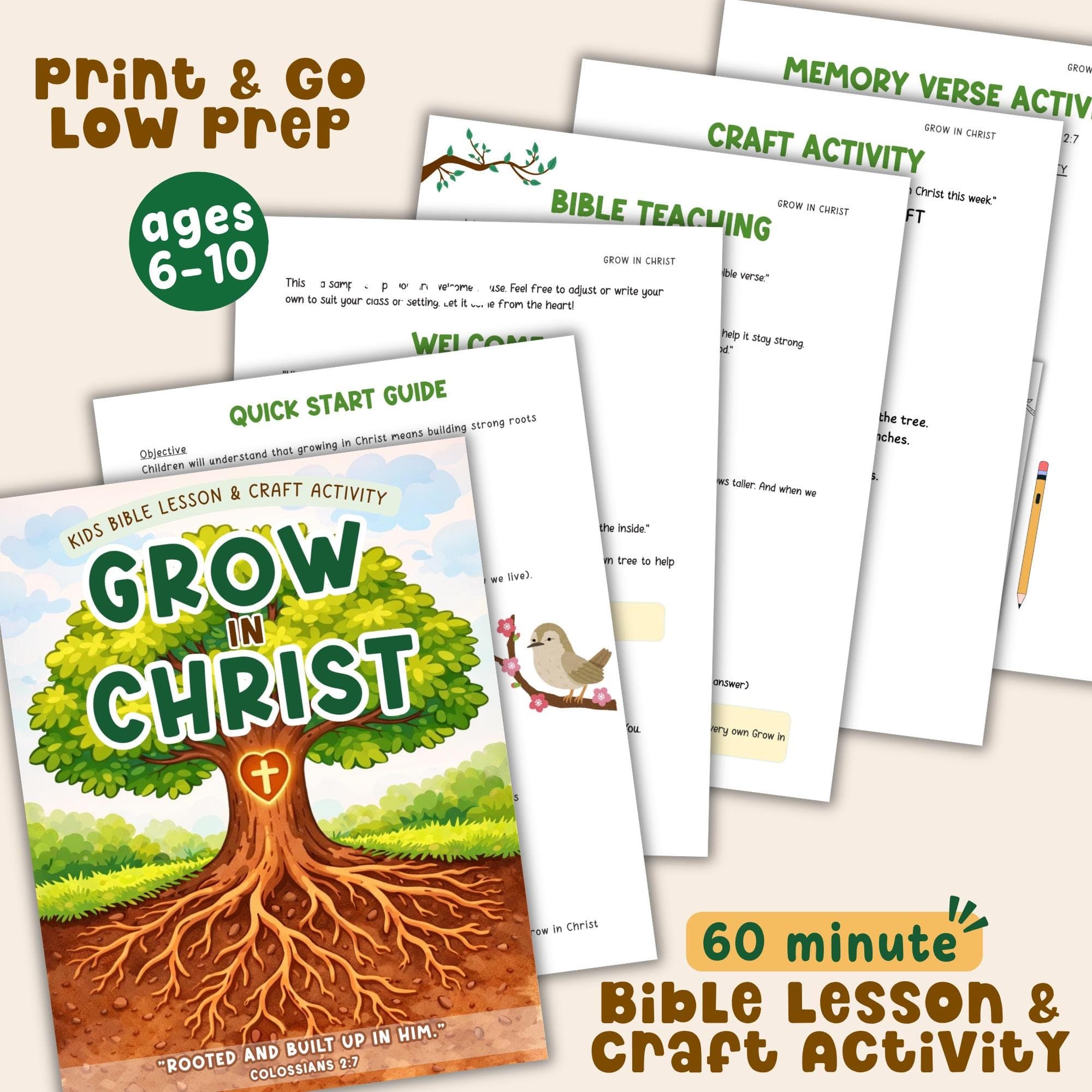 Growing in Christ Kids Bible Lesson Craft Sunday School Class VBS Activity Childrens Ministry Homeschool Bible Christian Roots
