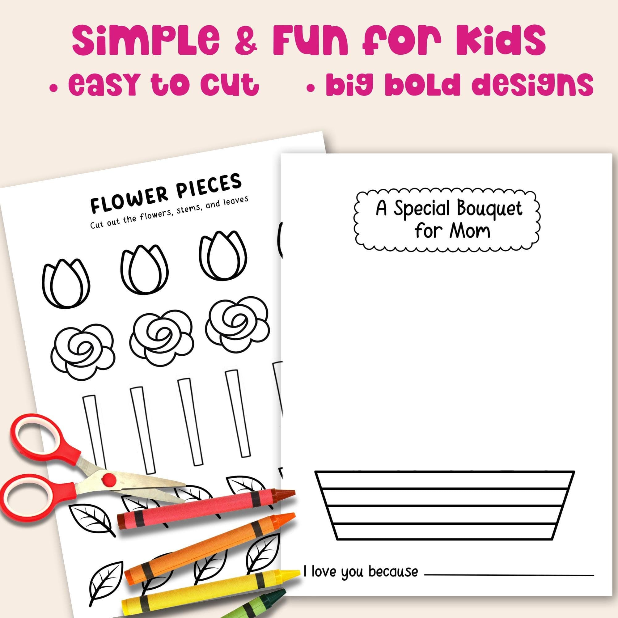 Easy flower craft for kids simple bold coloring pages build a flower printable quiet activities toddler coloring craft flower art printable.