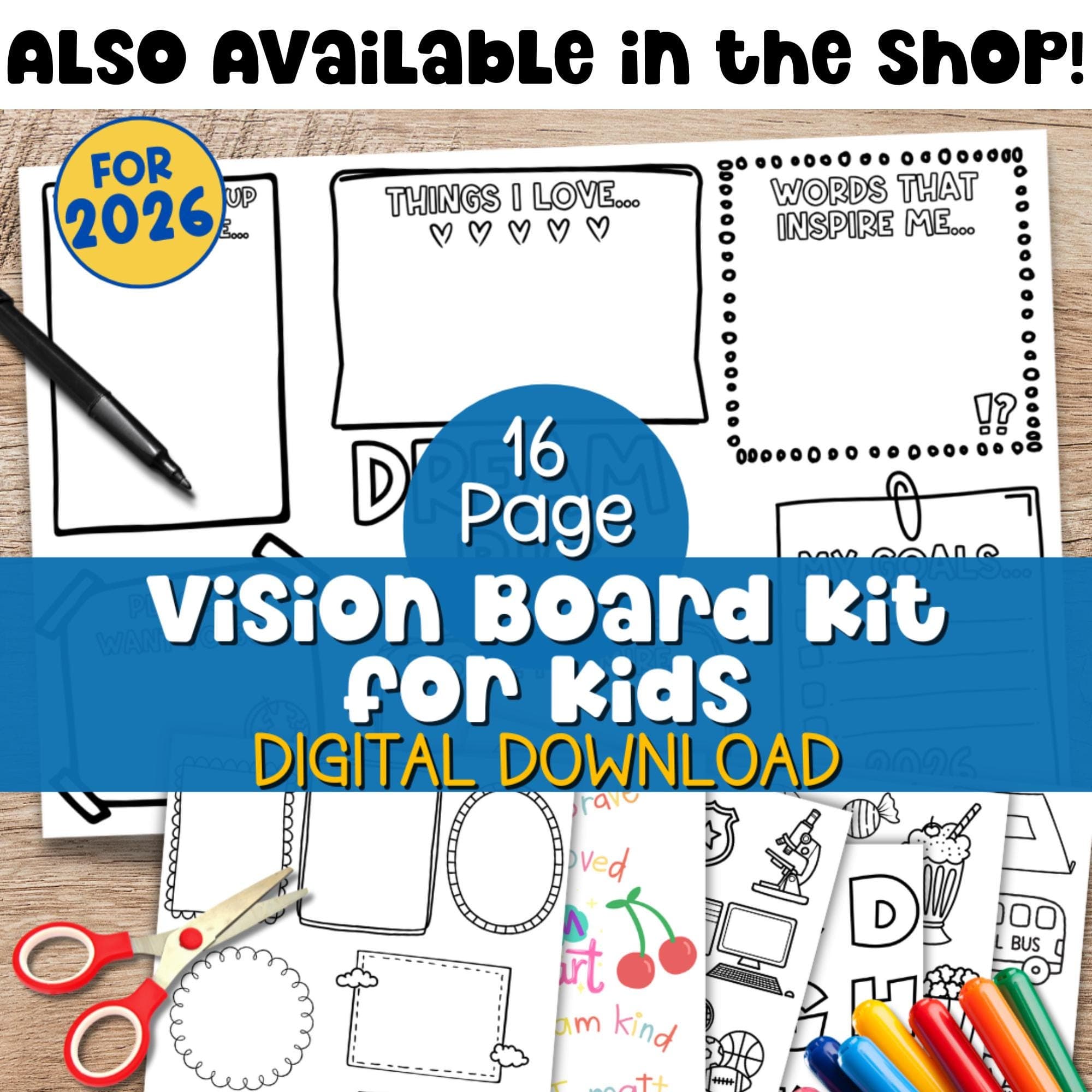 2026 Vision Board Printable Goal Planning New Year Activity Positive Quotes Motivational Words Law of Attraction Journaling Printable - image 3