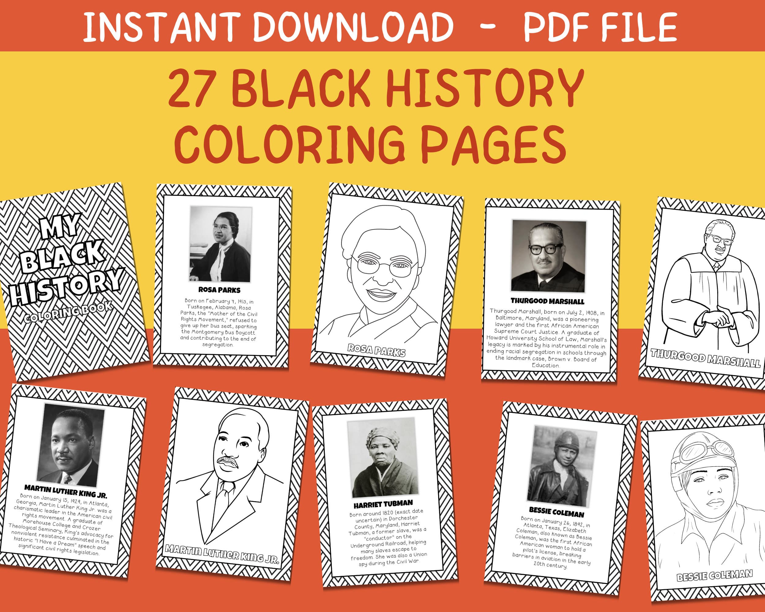 Black History Coloring Page for Kid African American Coloring Book Black History Printable Black History Activity of African American Leader