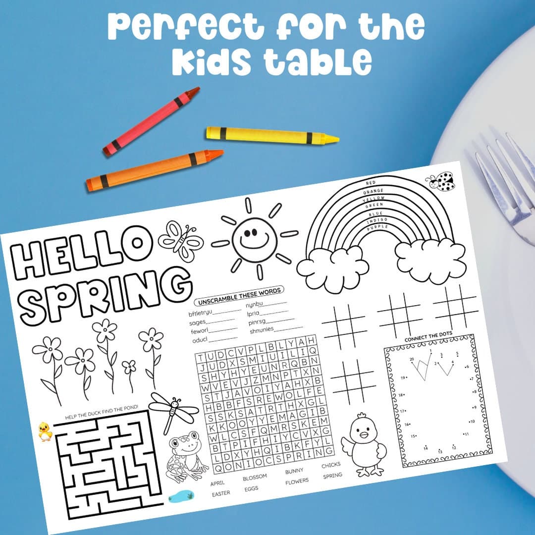 Kid Activity Placemat