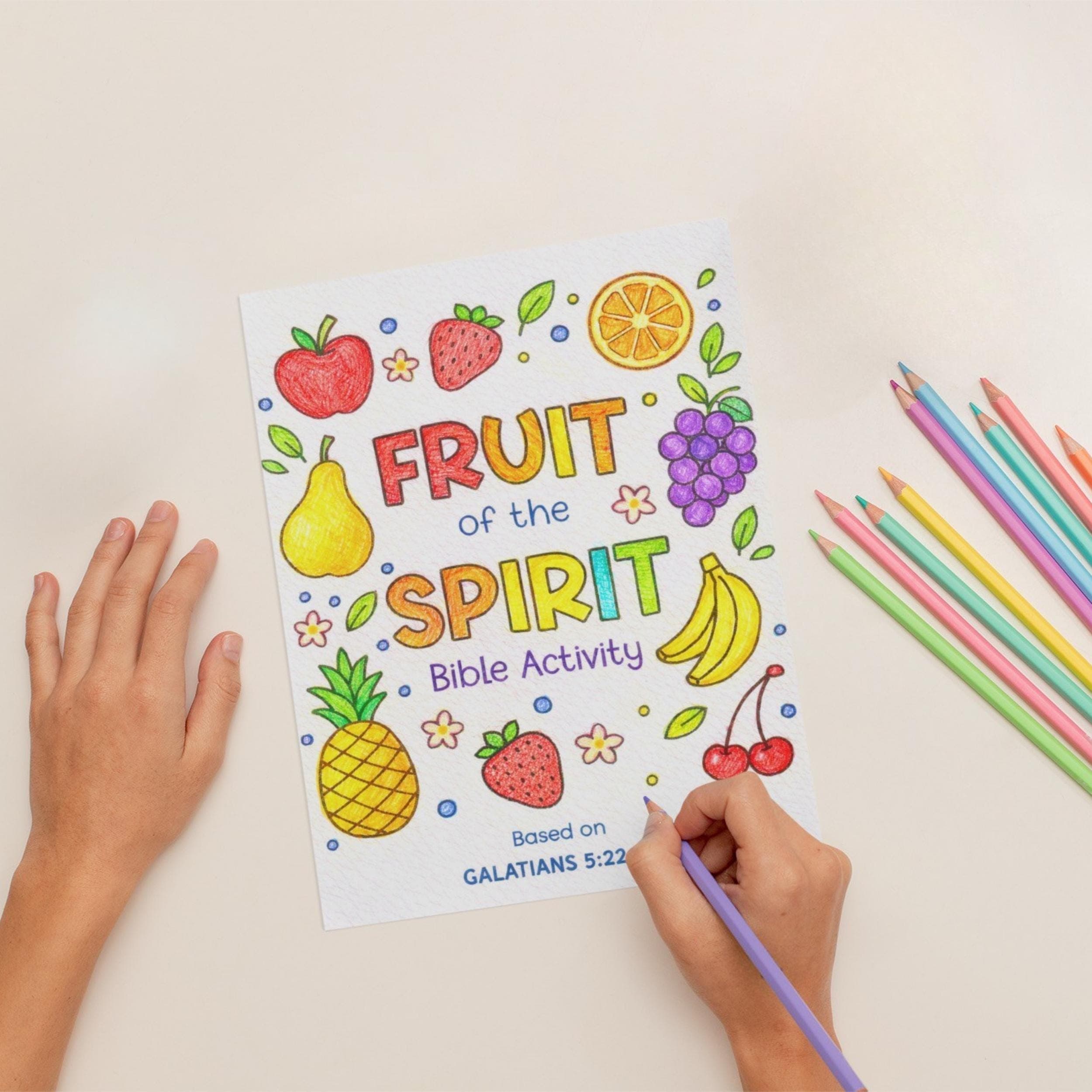 Fruit of the Spirit take-home worksheet for kids bible lesson with reflection questions and family discussion prompts, Christian printable bible study activity that extends learning at home.