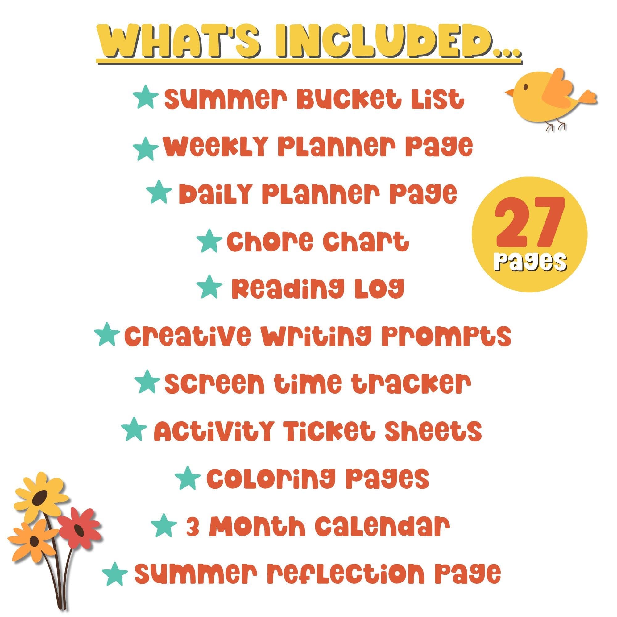 Kid Summer Routine Planner Schedule Weekly Chore Chart Summer Calendar Bucket List Summer Reading Log Activity Printable Screen Time Rules - image 4