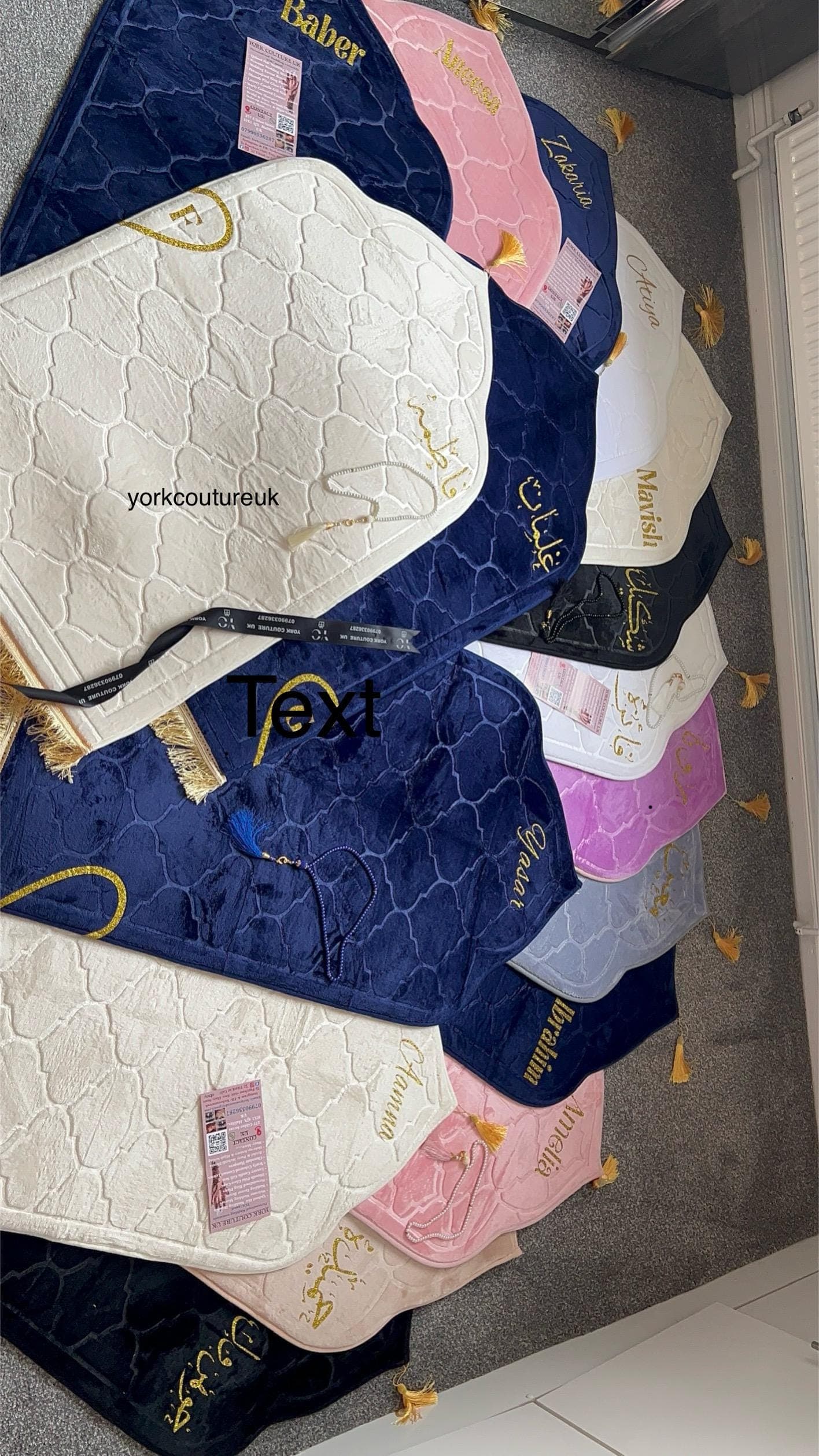 Personalised Padded Prayer Mat Islamic Gift Best Friend Gift Nikkah Gift for Muslim Brother Sister Soft Mat vinyl gold glitter 115cm by 65cm - image 3