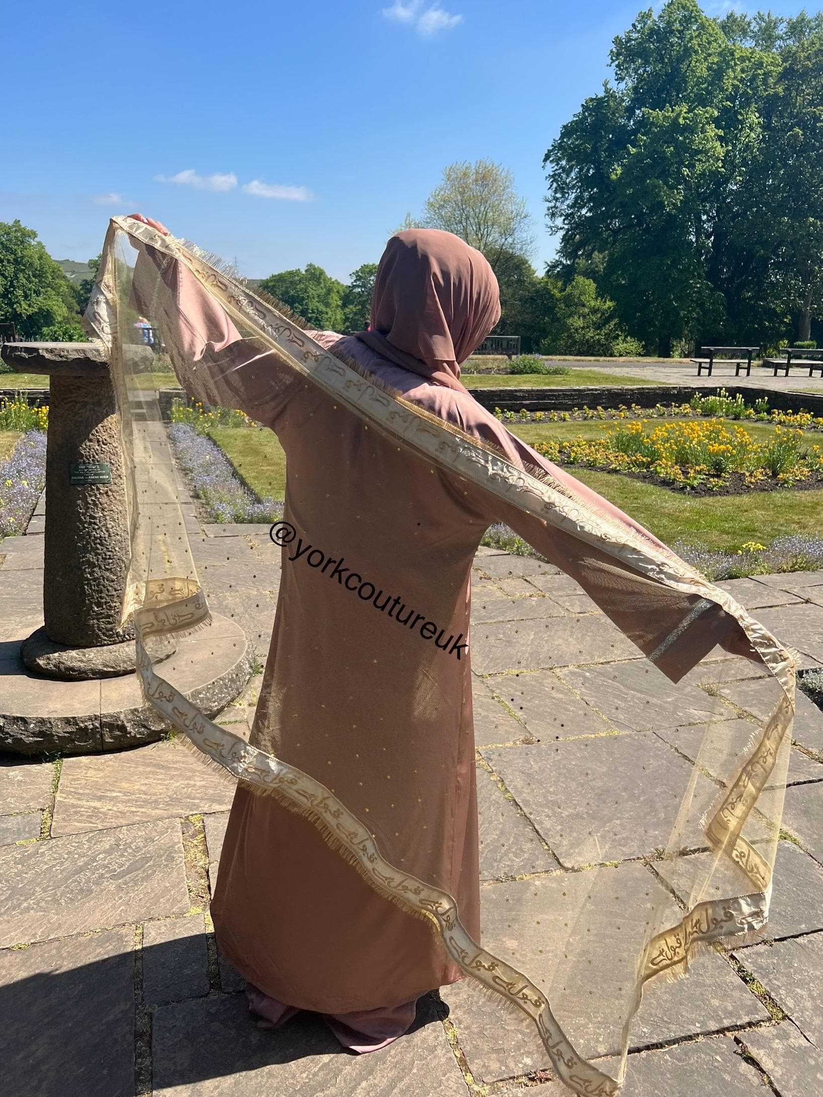 Personalised Gold Qabool hai Nikkah Dupatta soft Net Bridal veil for Entrance Rukhsati and Shaadi Dulhan veil Wedding - image 3