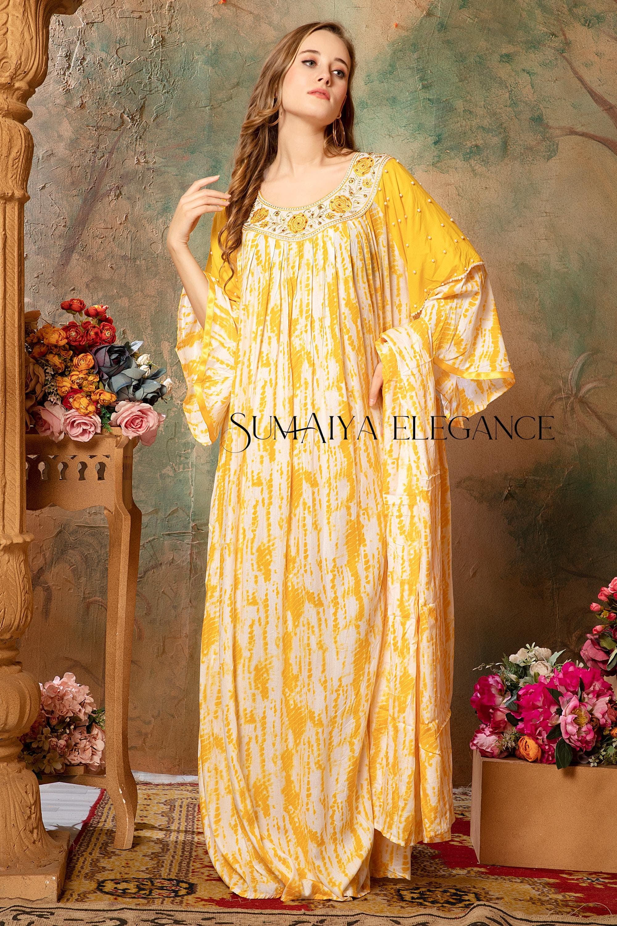 Oversized Cotton Kaftan Dress, Ankle Length Boho, Puff Sleeve Lounge Dress, Plus Size Cotton Maxi Dress, Modest Resort Wear, Summer Cover Up