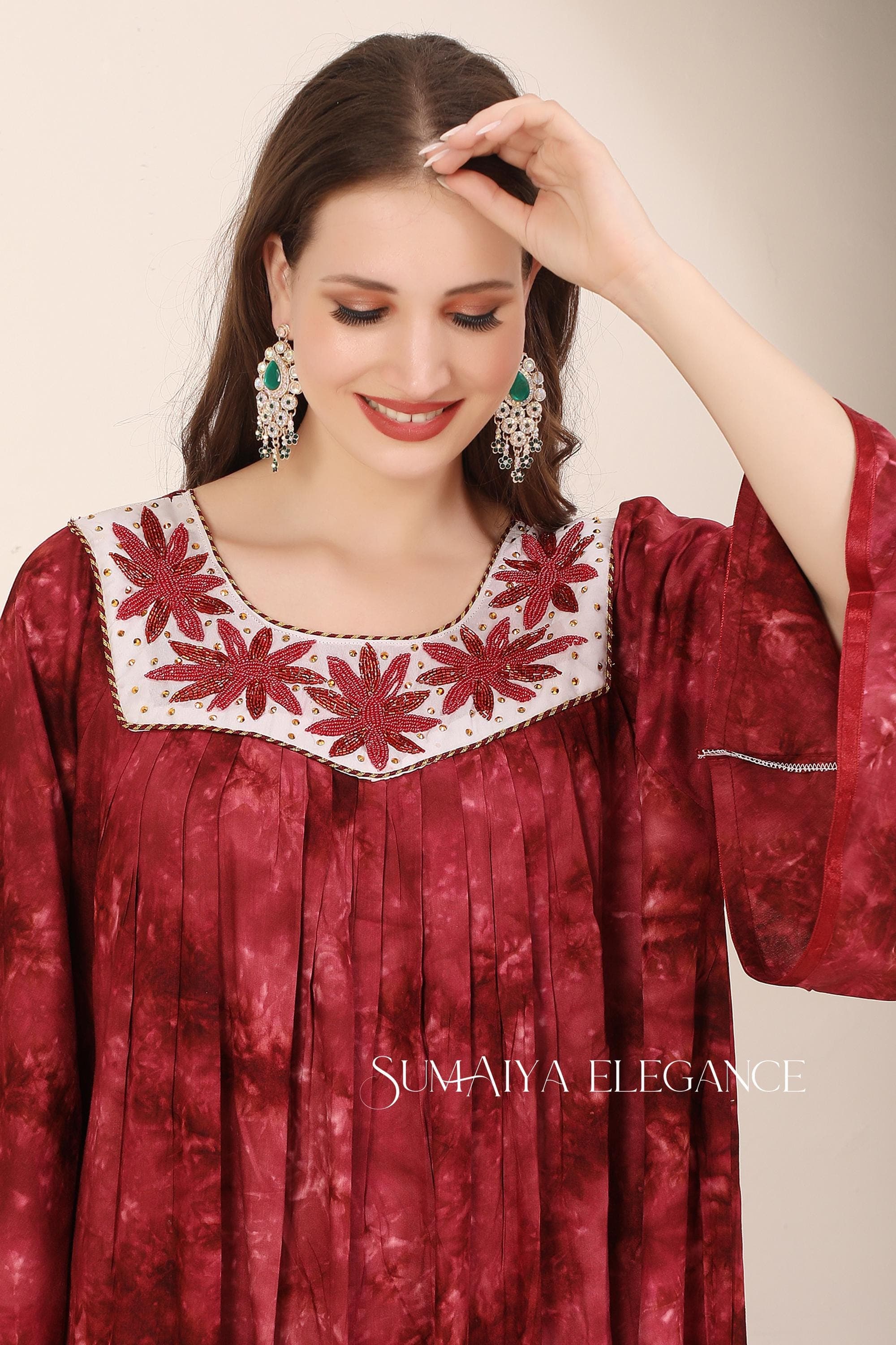 Handmade Reyon Cotton Kaftan with Scarf, Plus Size Boho Dress - image 3