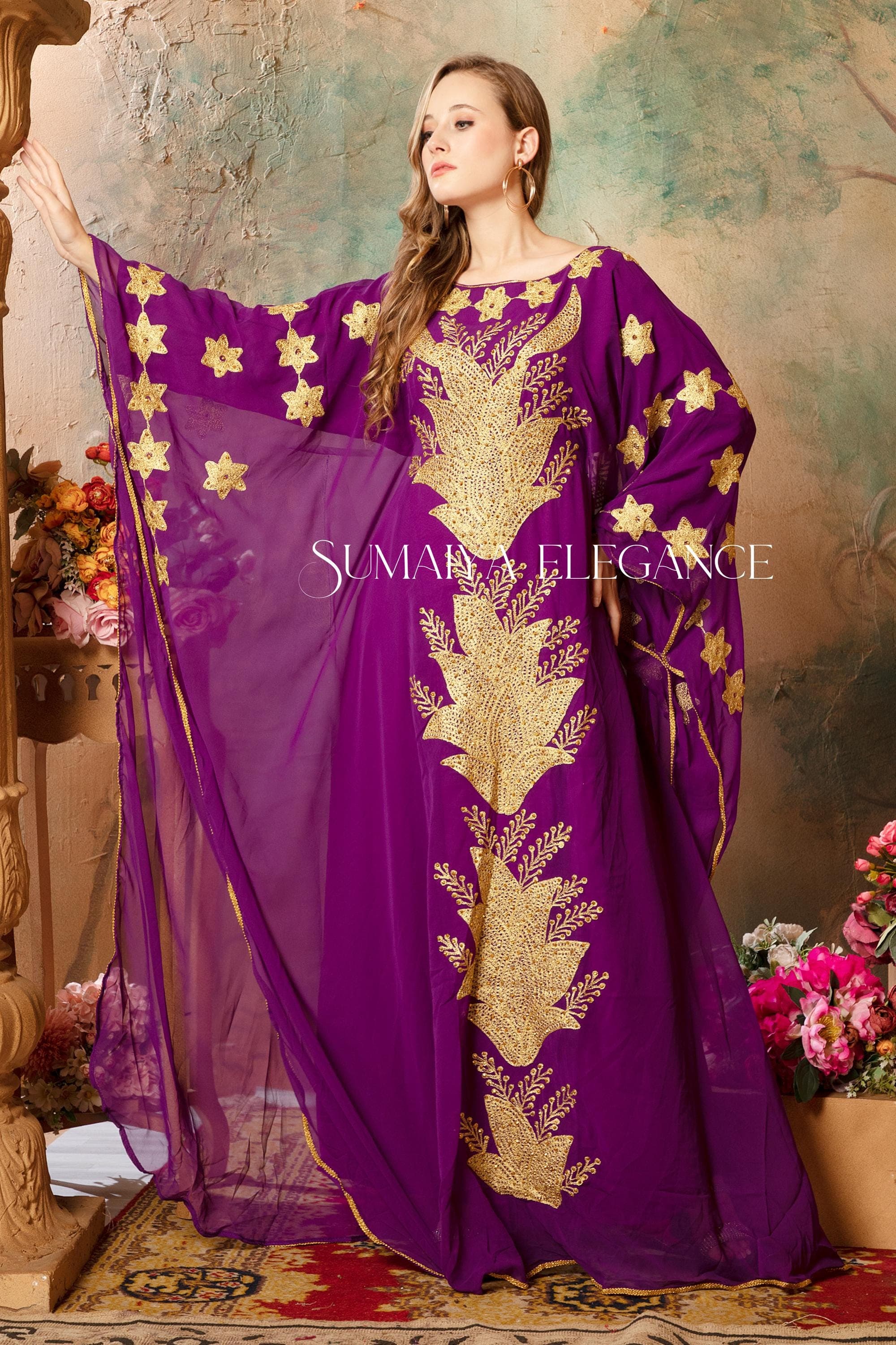 Hand Beaded Abaya Dress, Moroccan Dubai Kaftan, Party Wedding Gown - image 4