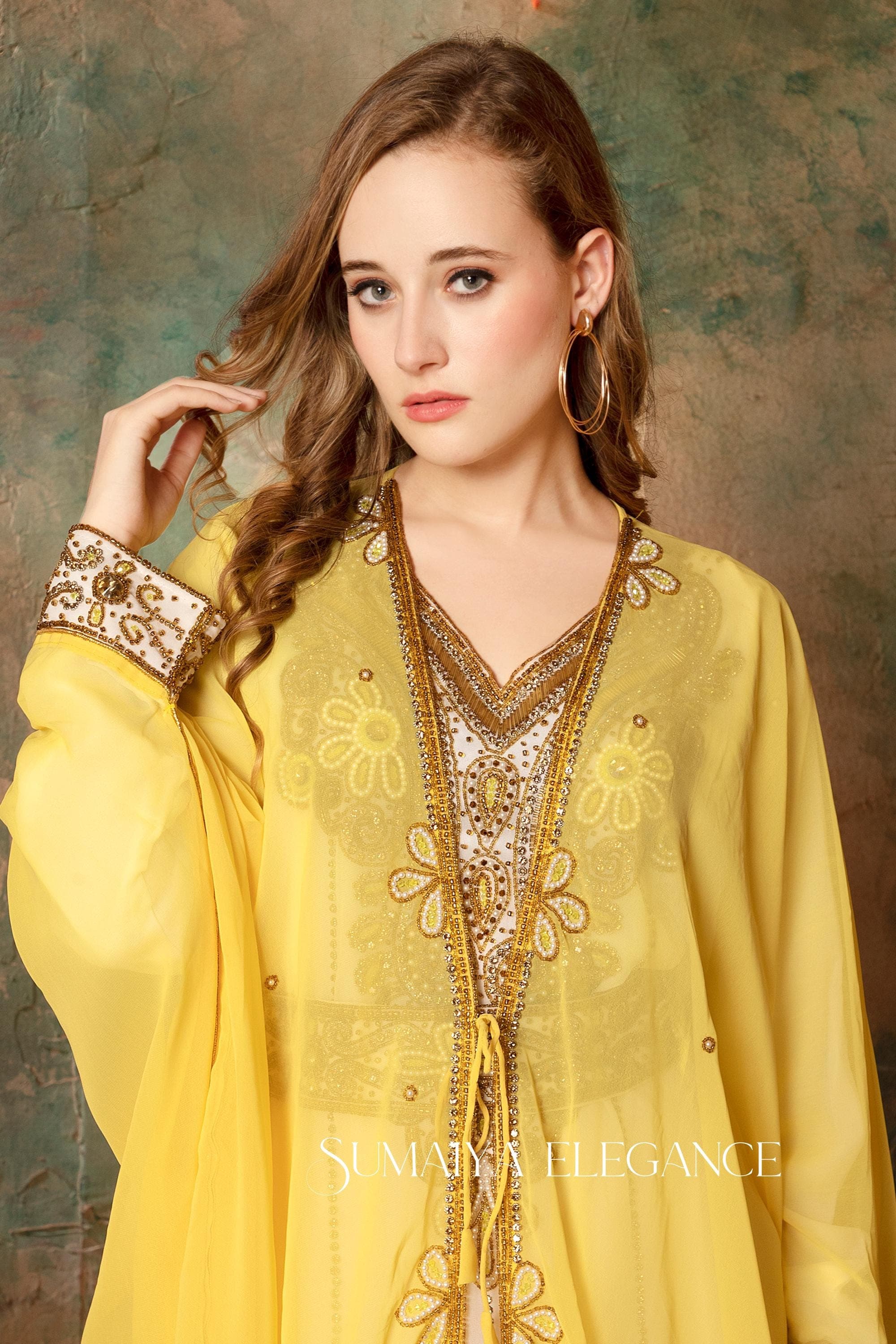 Victorya Inner Jacket Caftan Dubai Moroccan Kaftan Elegant Hand Beaded Party Wear Wedding Arabic Abaya Floor Length Stylish Dress with Scarf - image 3