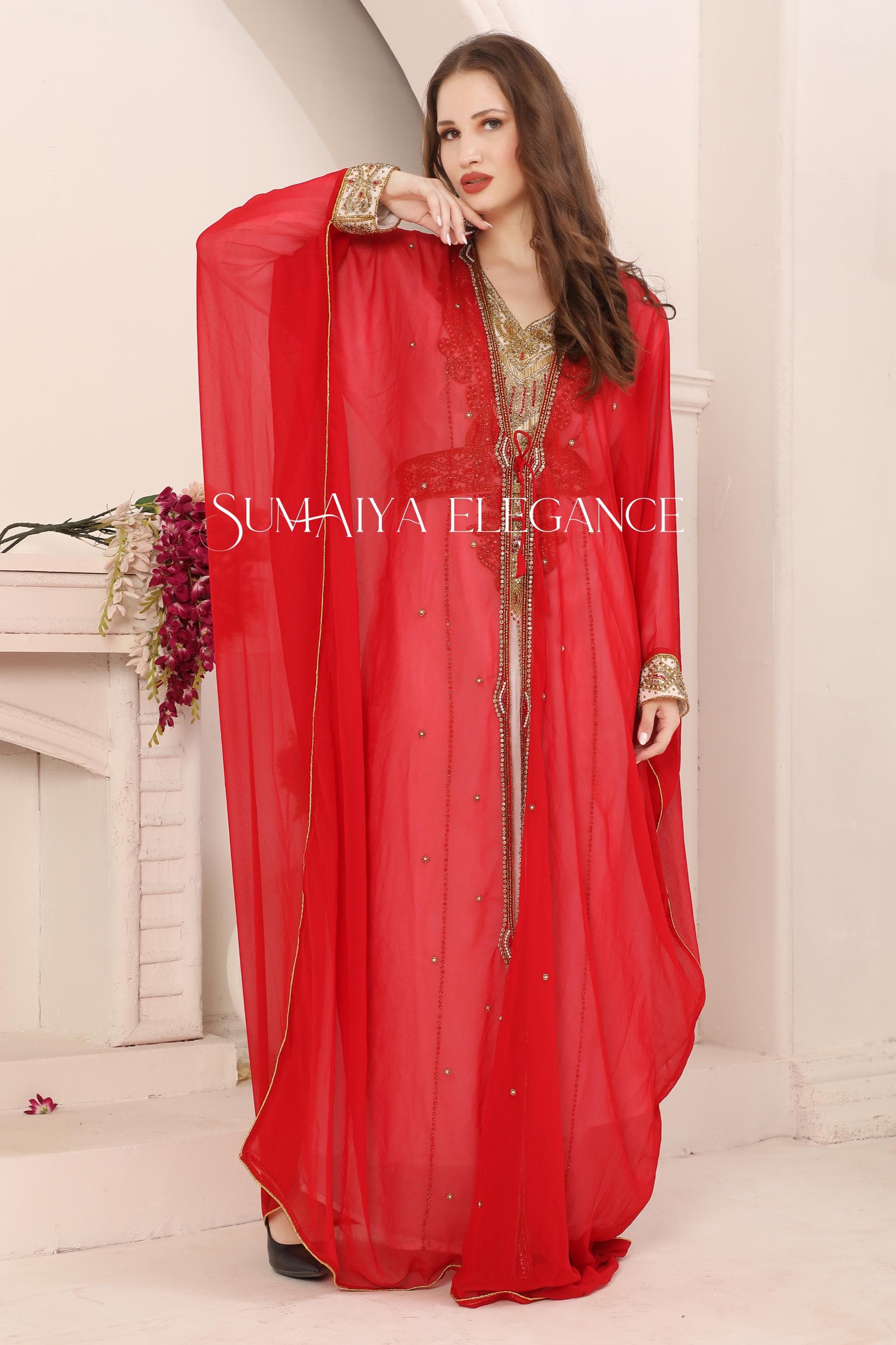 Moroccan Dubai Kaftan Arabic Abaya Maxi Hand Beaded Caftan Farasha Floor Length Party Wear Wedding Gown Beach Stylish Jalabiya MOTHER GIFT'S