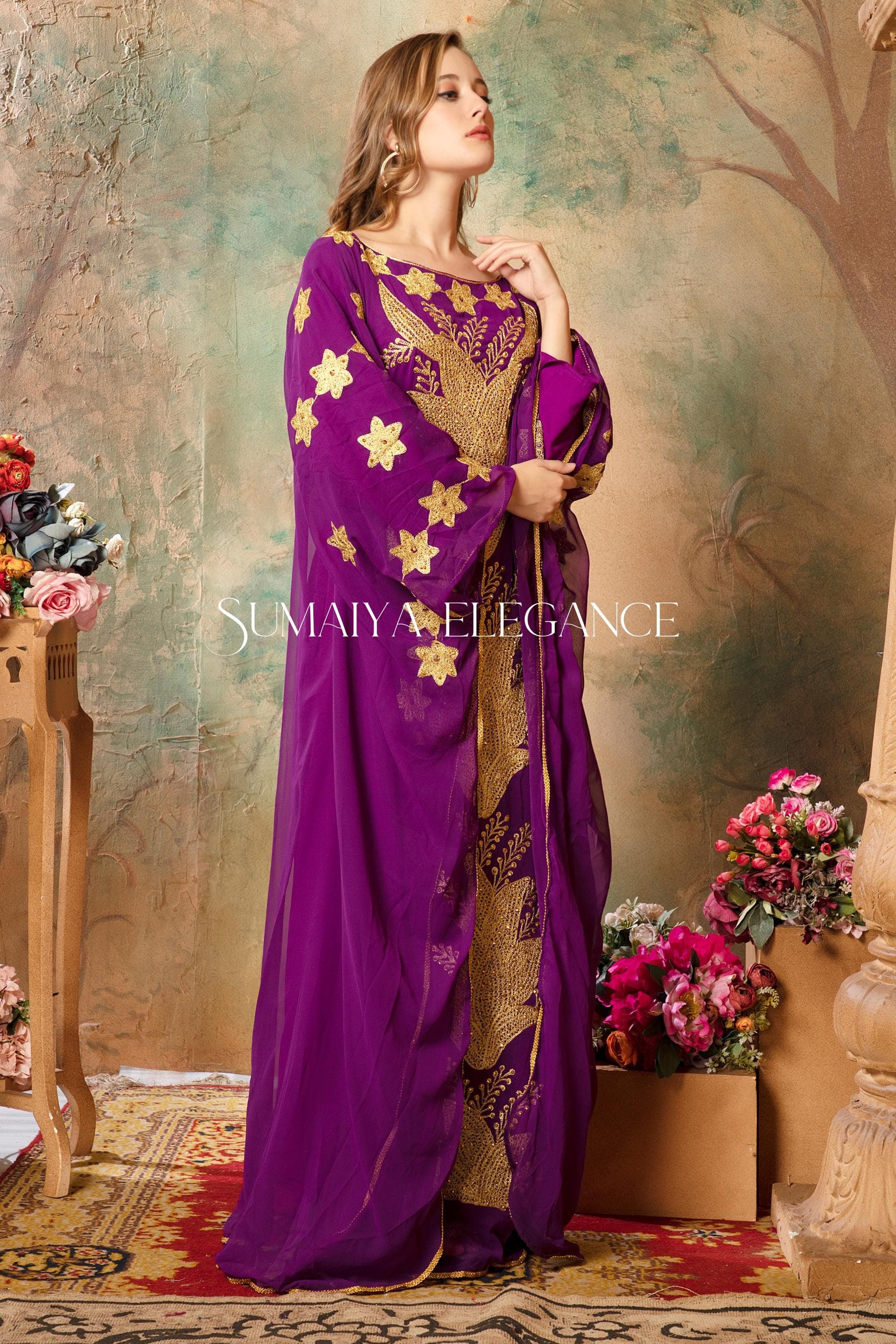 Hand Beaded Abaya Dress, Moroccan Dubai Kaftan, Party Wedding Gown - image 5